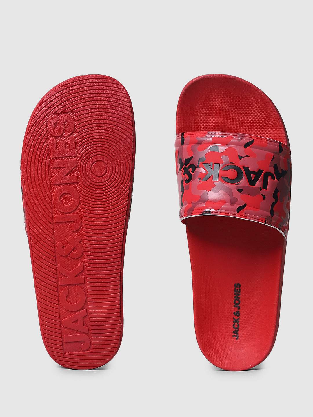 Red Camo Print Sliders