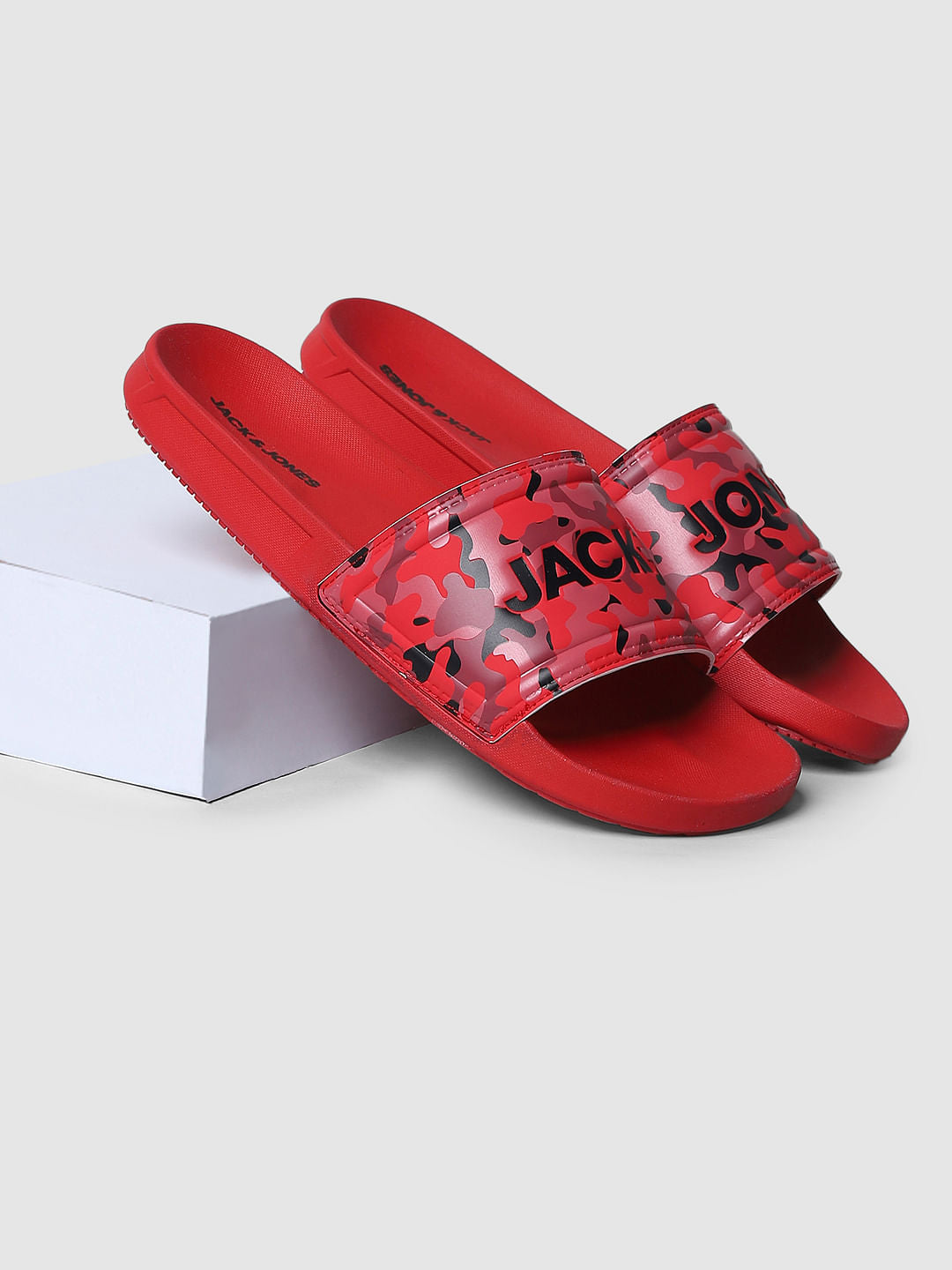 Red Camo Print Sliders