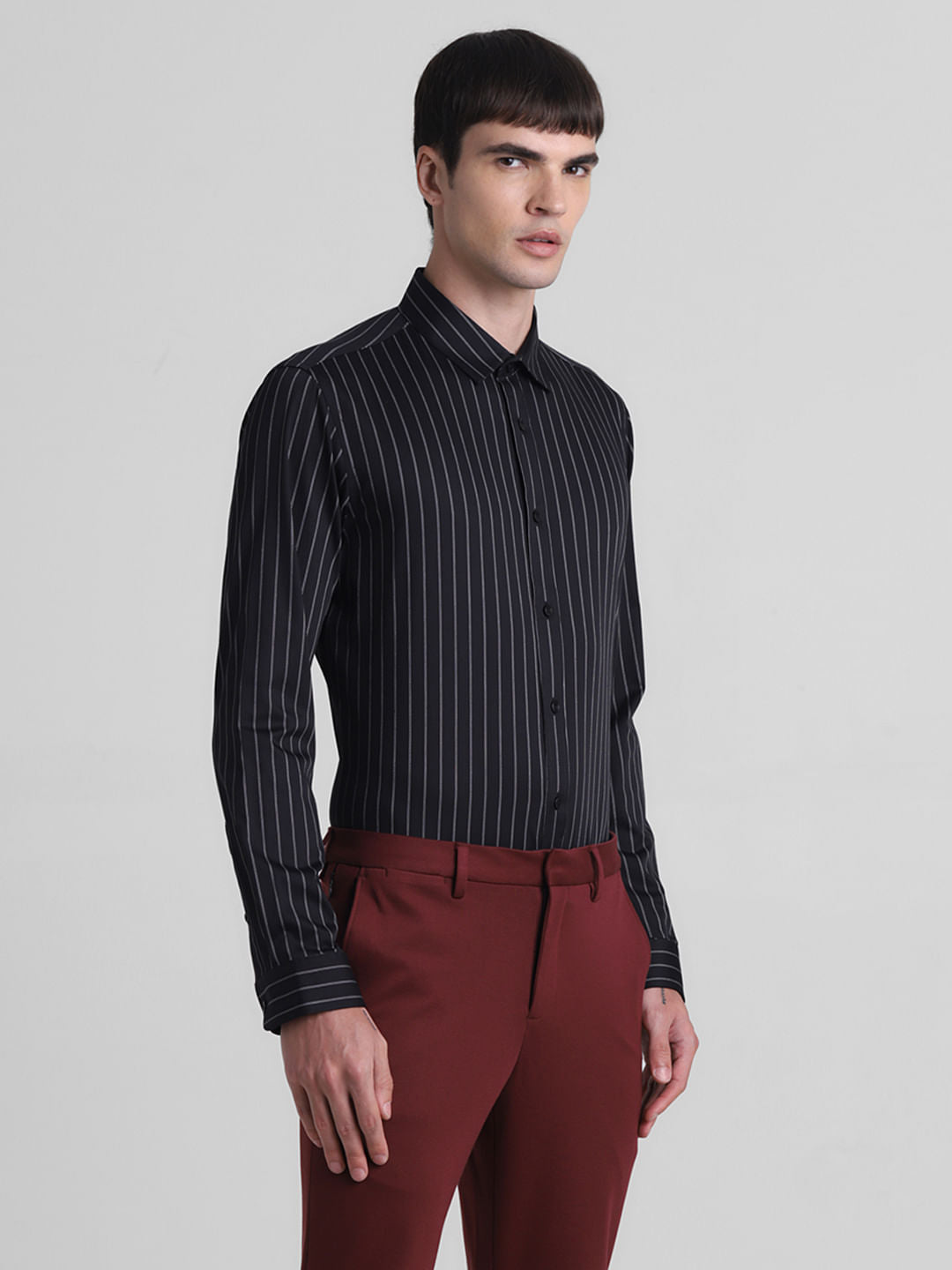 Black Striped Full Sleeves Shirt