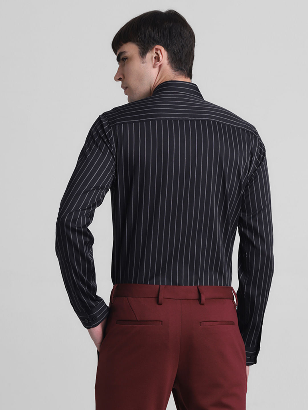 Black Striped Full Sleeves Shirt