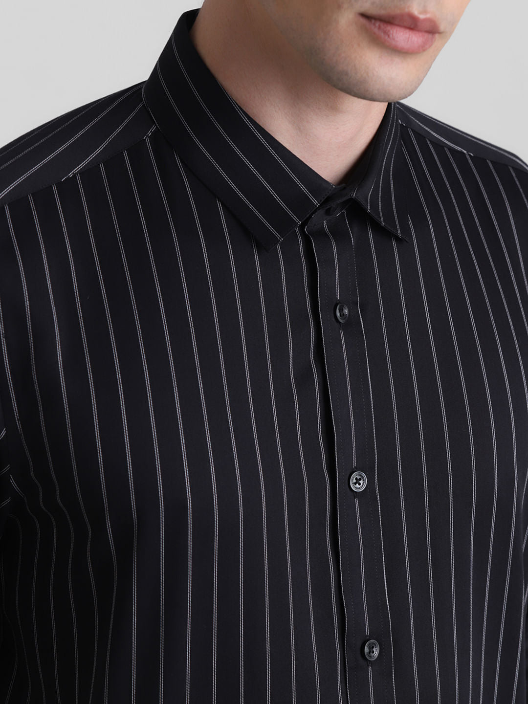 Black Striped Full Sleeves Shirt
