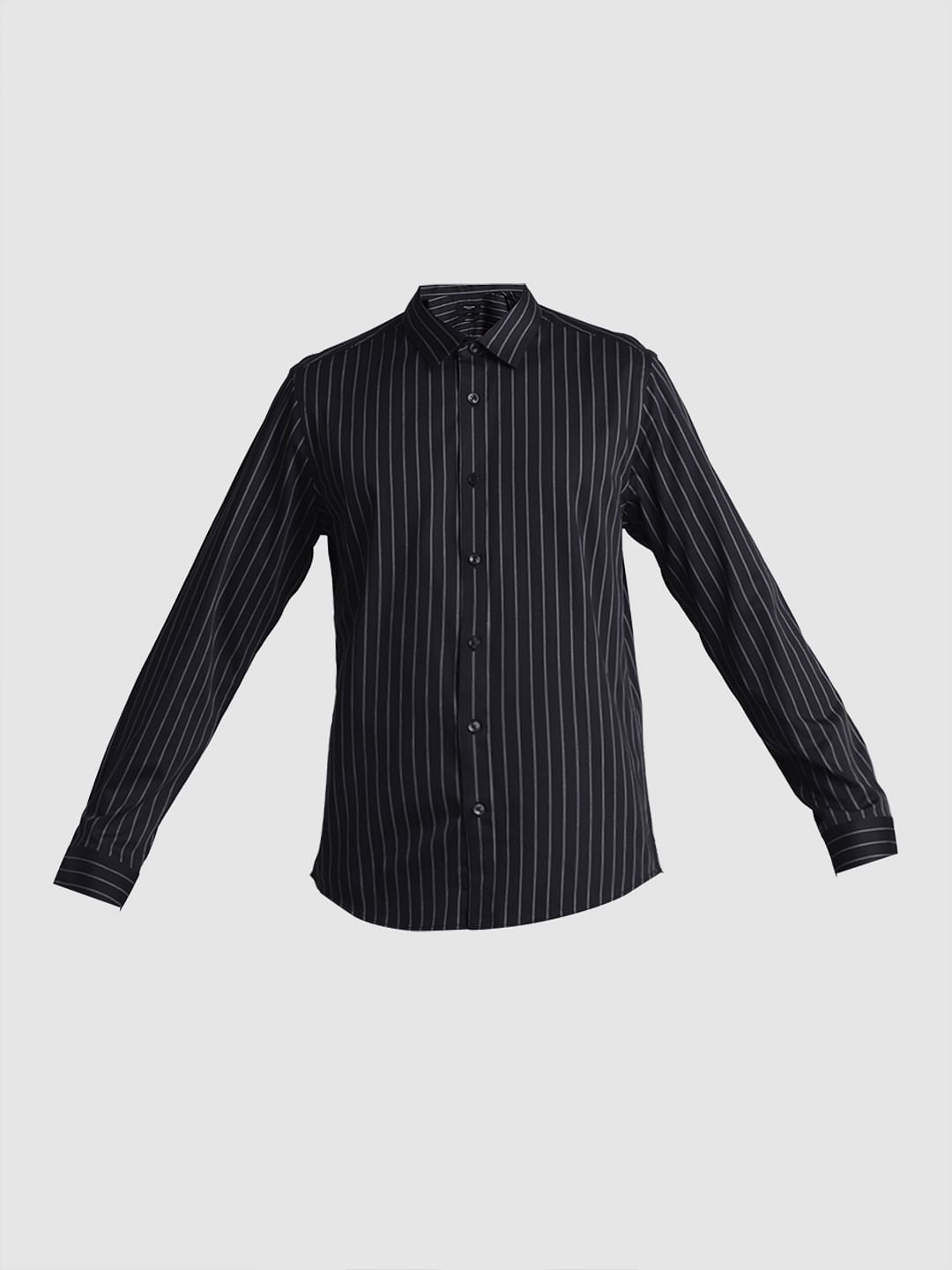 Black Striped Full Sleeves Shirt