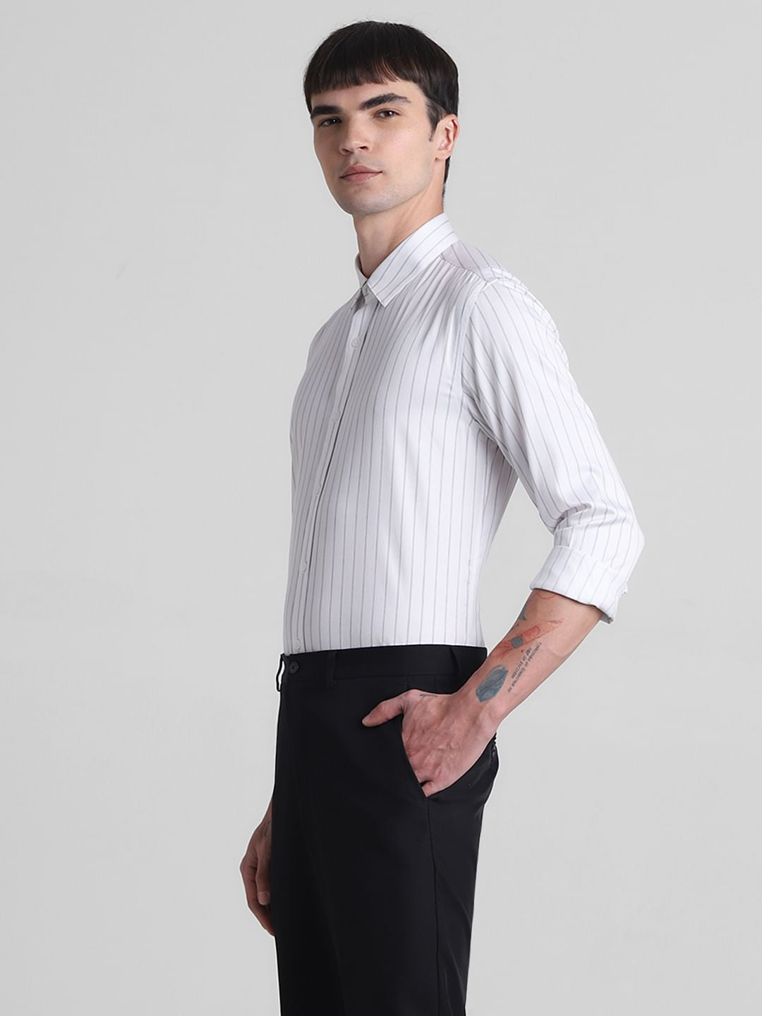 White Striped Full Sleeves Shirt