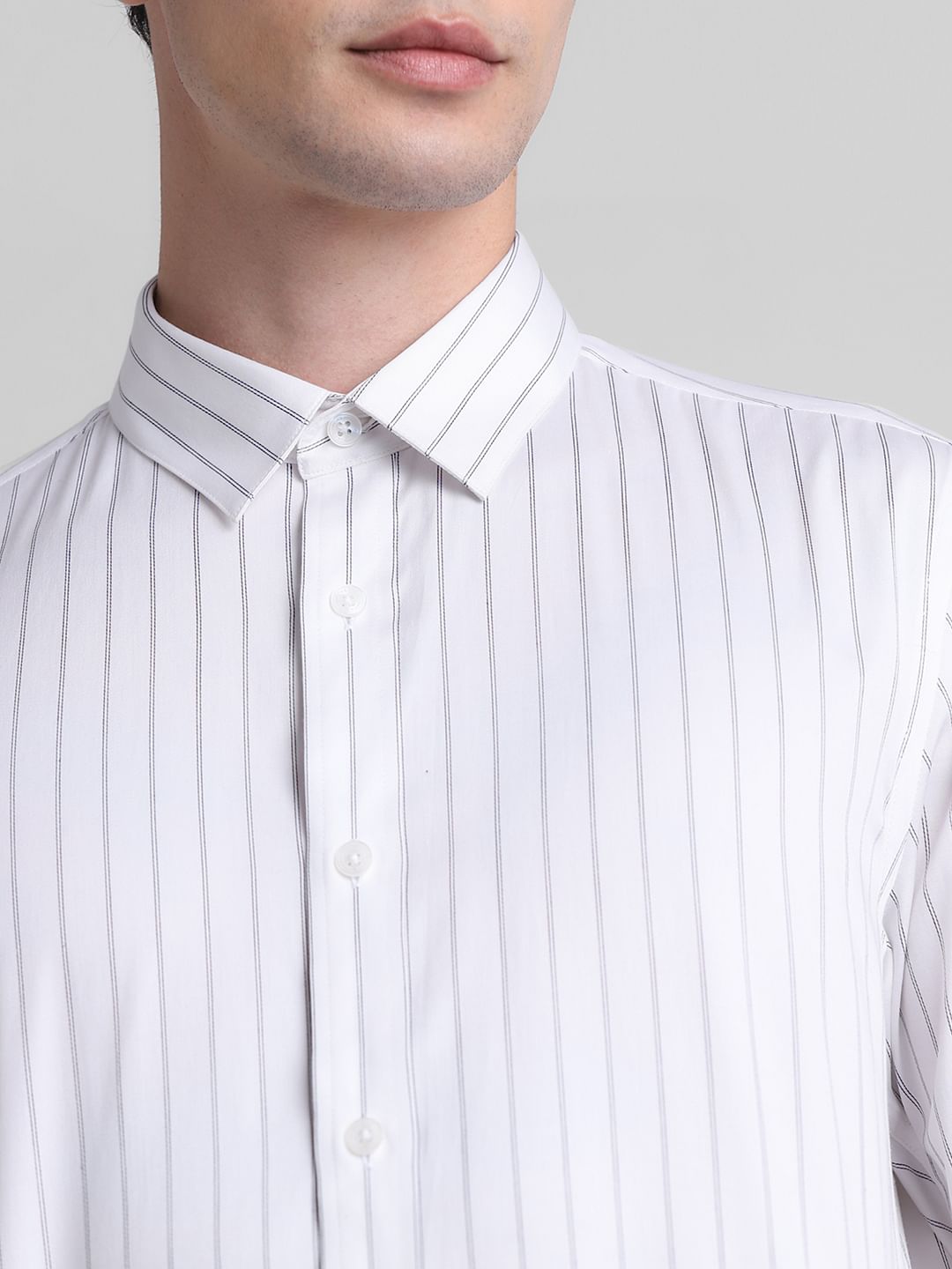 White Striped Full Sleeves Shirt
