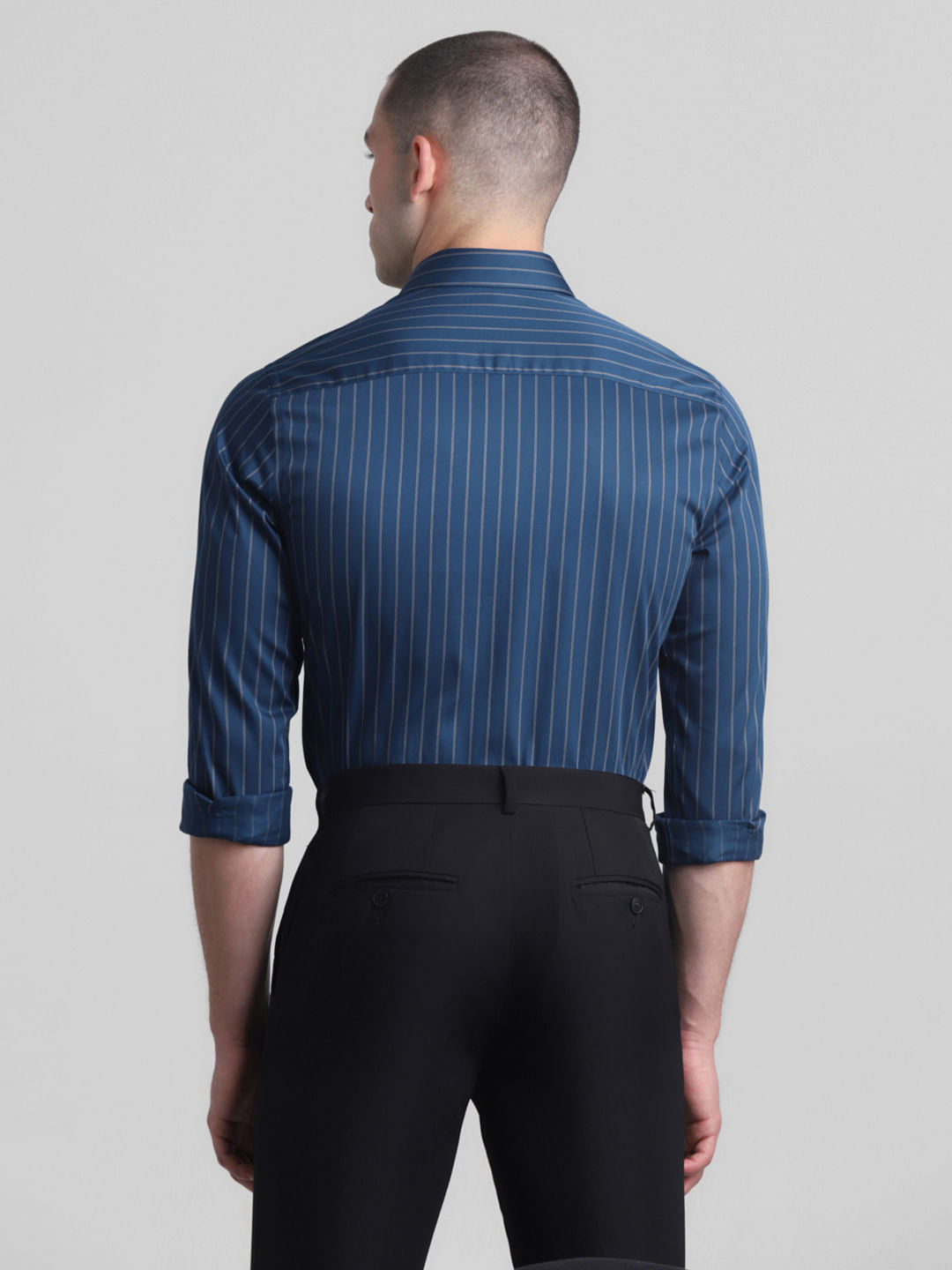 Blue Striped Full Sleeves Shirt