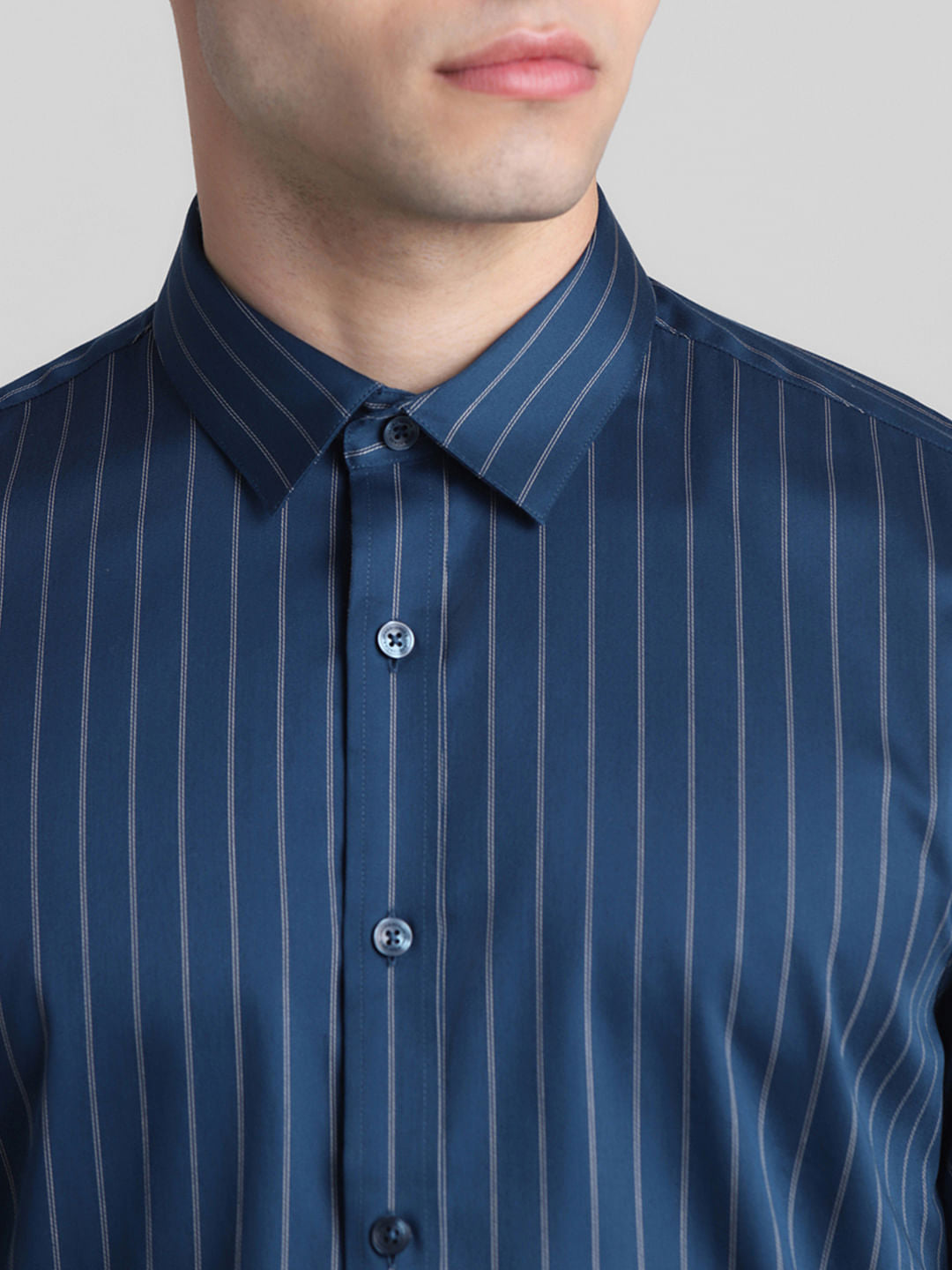 Blue Striped Full Sleeves Shirt