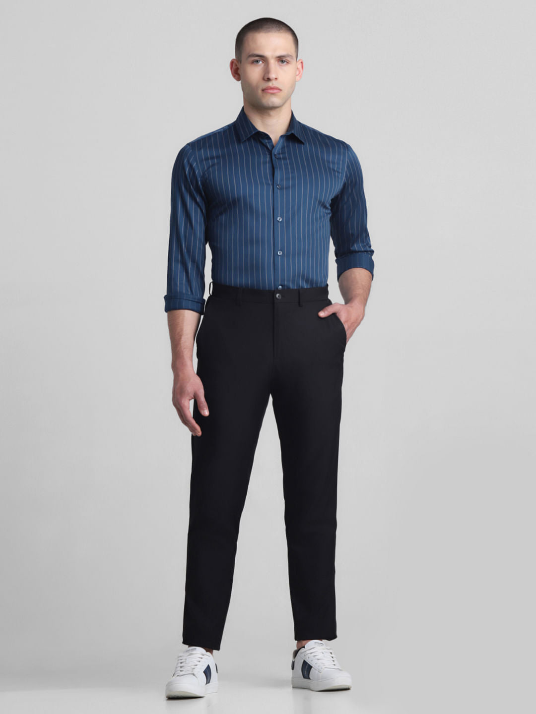 Blue Striped Full Sleeves Shirt