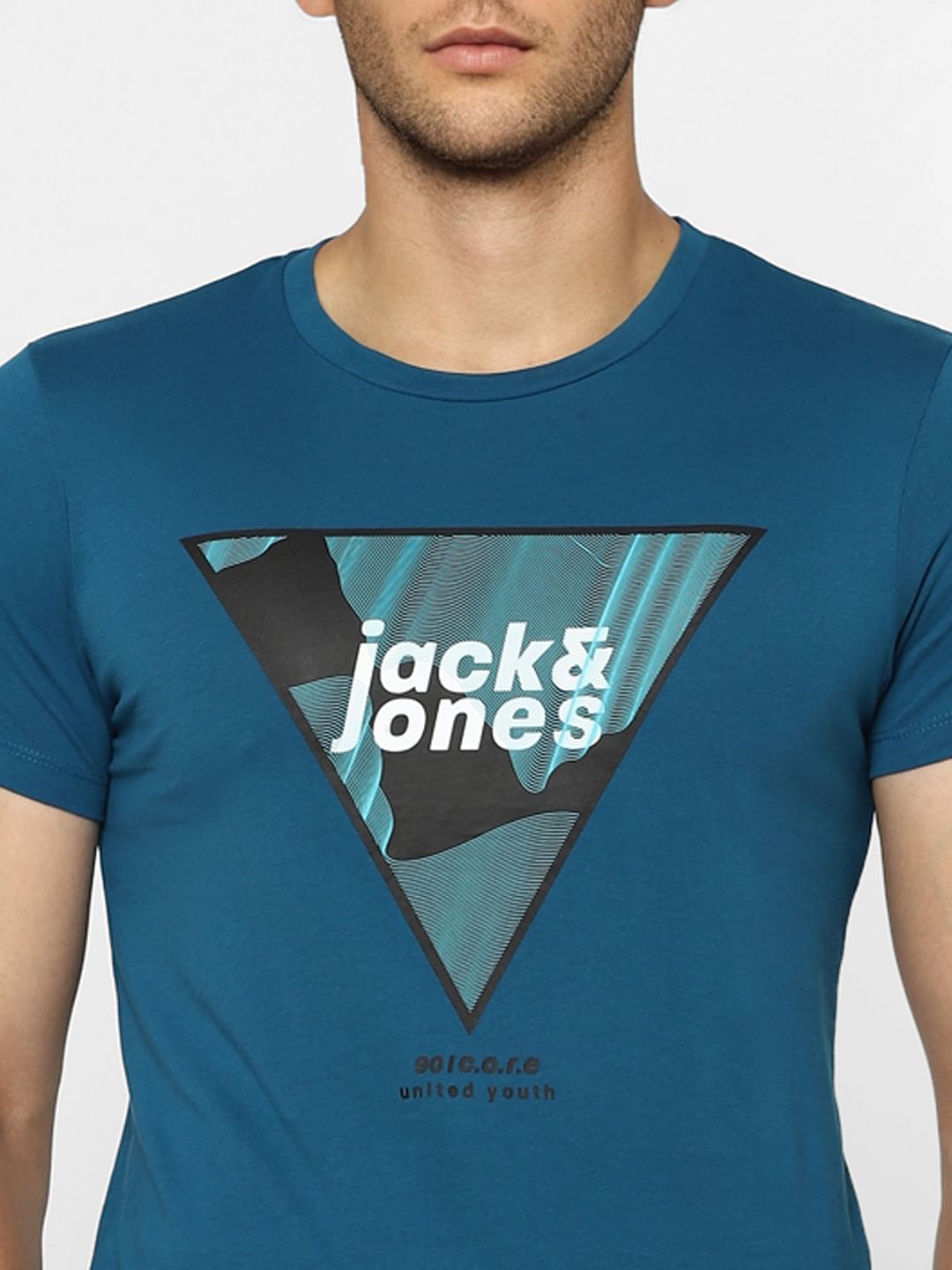 Blue Graphic Print Crew Neck T-shirt