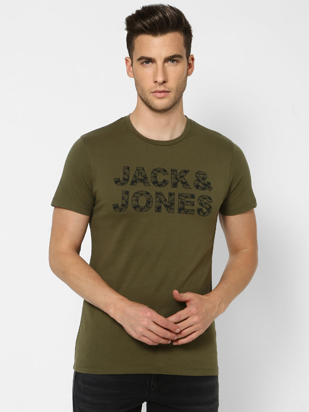 Green Logo Print Crew Neck T-shirt
