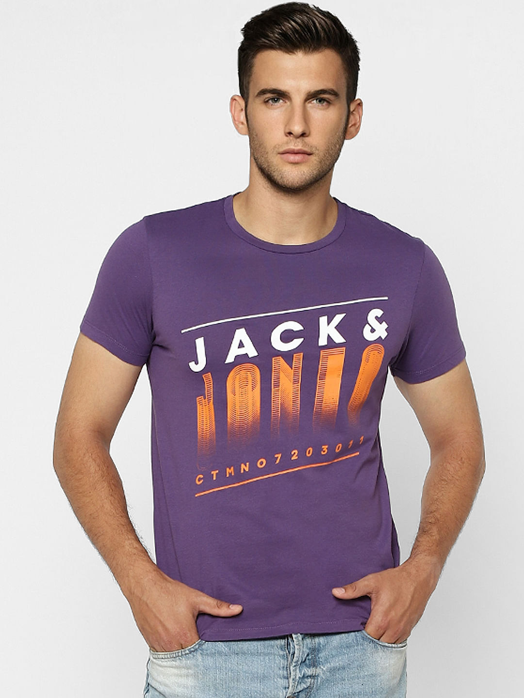 Purple Graphic Print Crew Neck T-shirt