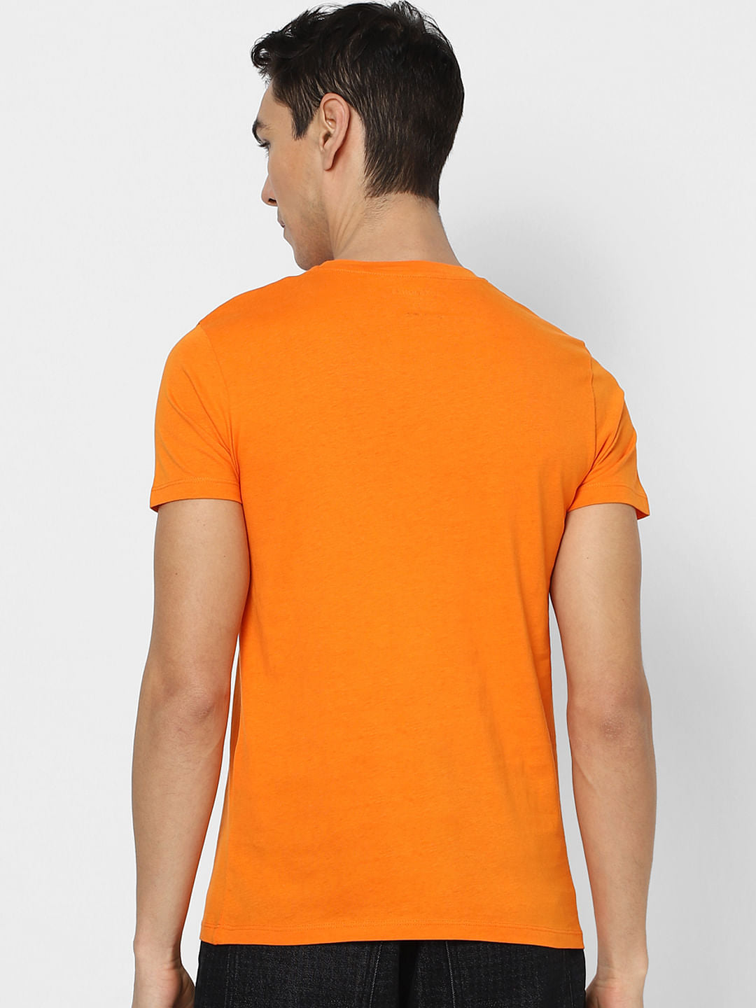 Orange Graphic Print Crew Neck T-shirt