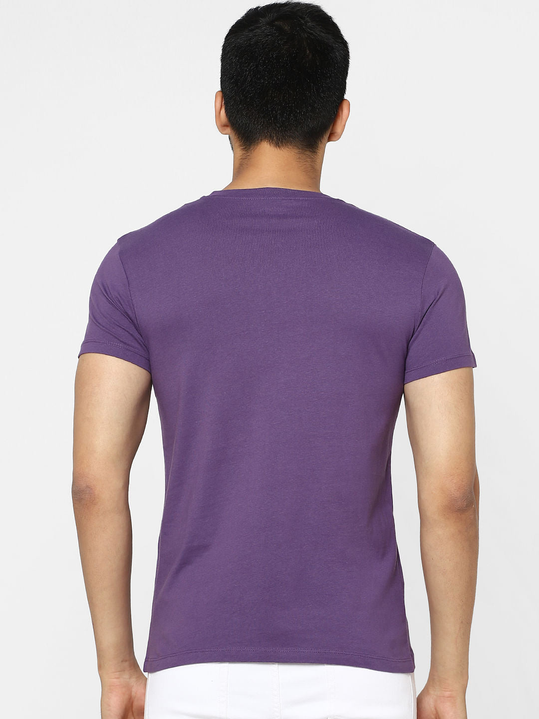 Purple Graphic Print Crew Neck T-shirt