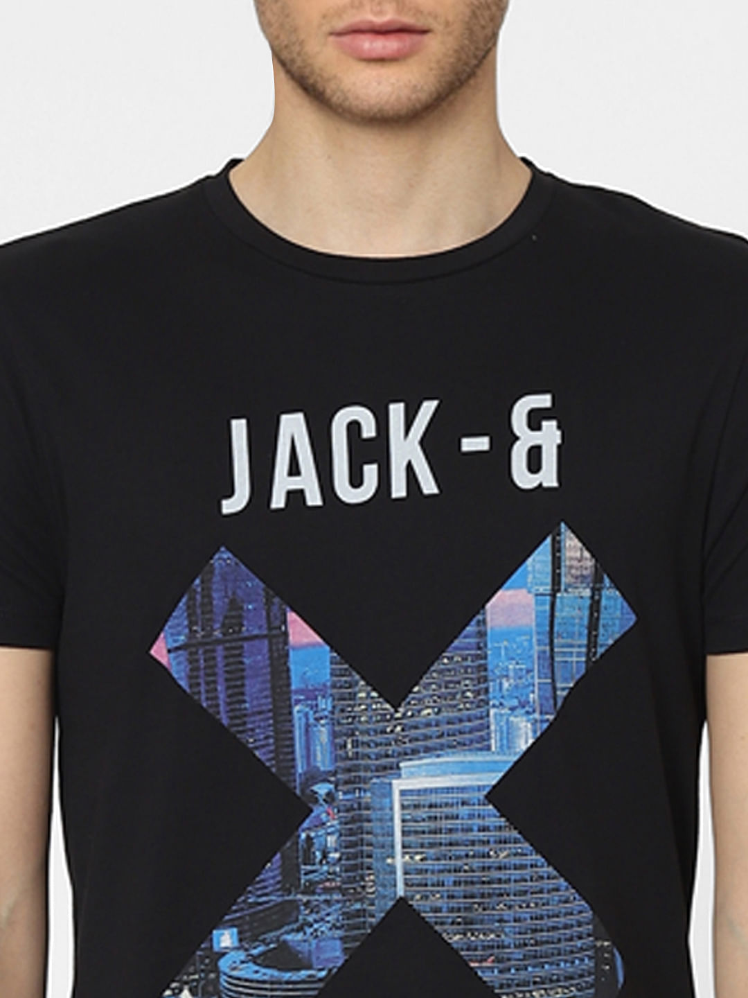 Black Graphic Print Crew Neck T-shirt