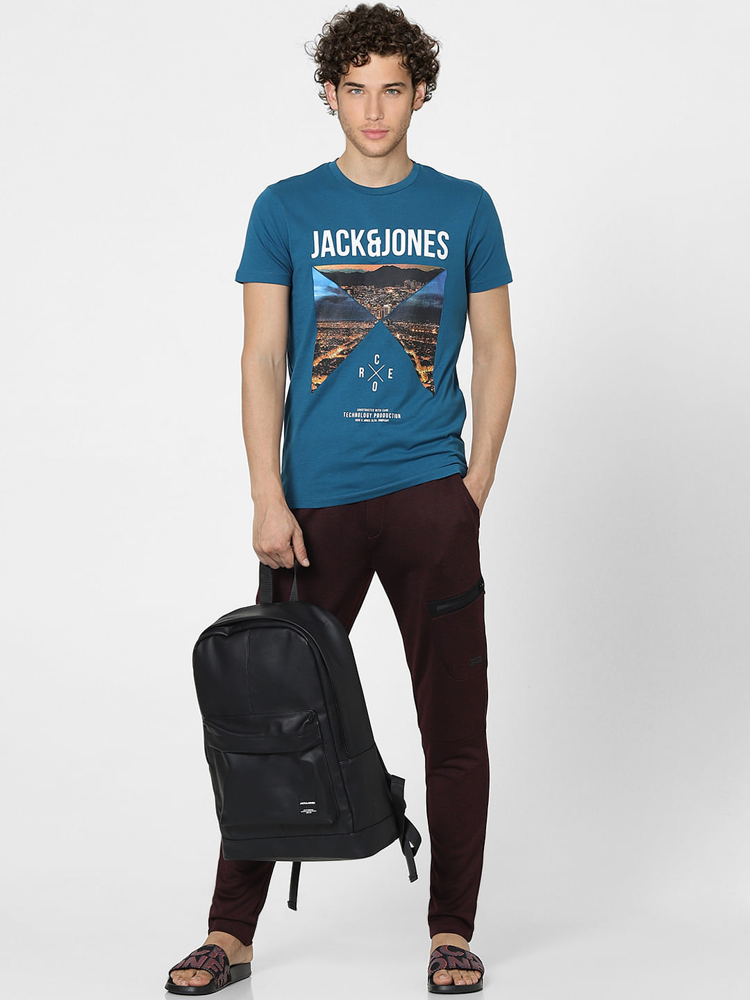 Blue Graphic Print Crew Neck T-shirt