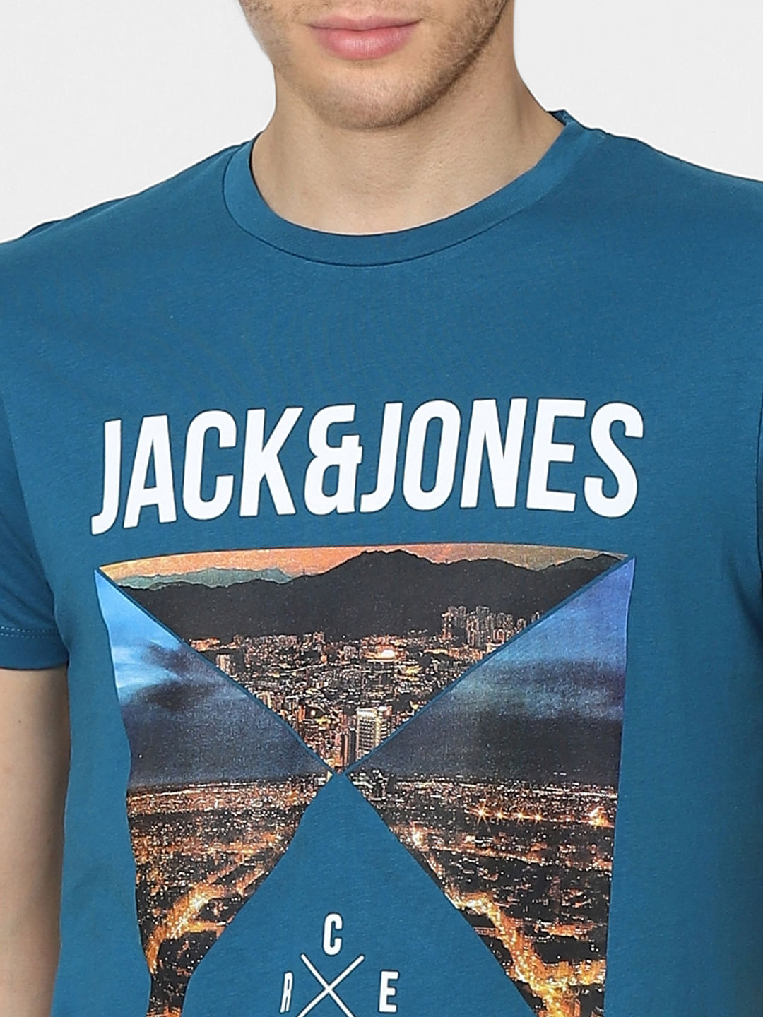 Blue Graphic Print Crew Neck T-shirt