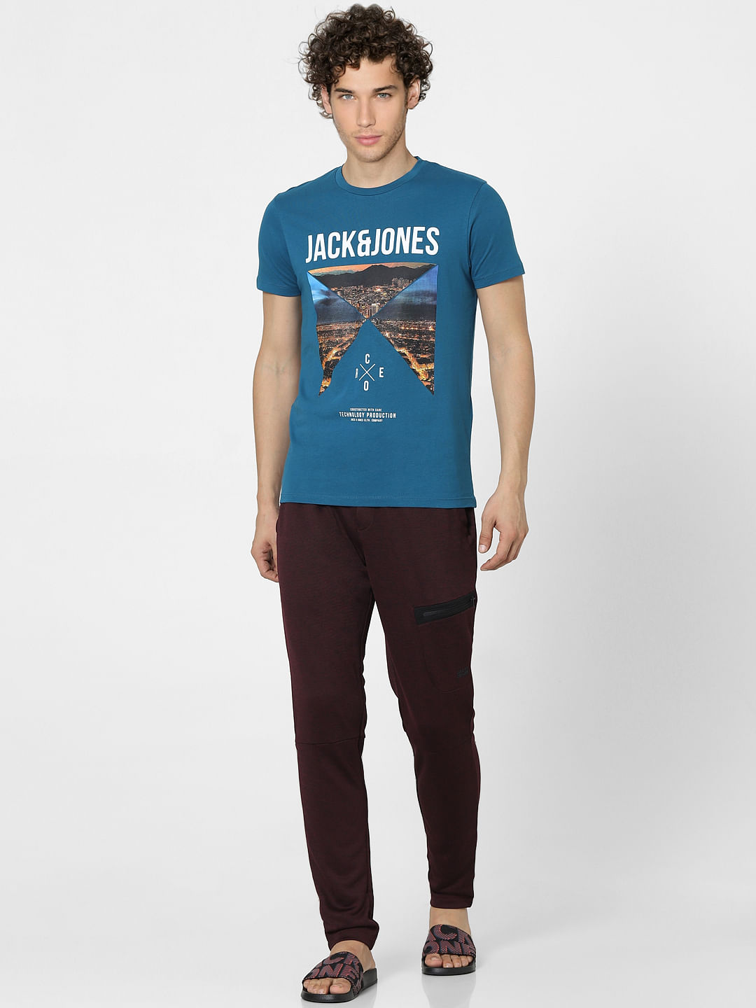 Blue Graphic Print Crew Neck T-shirt