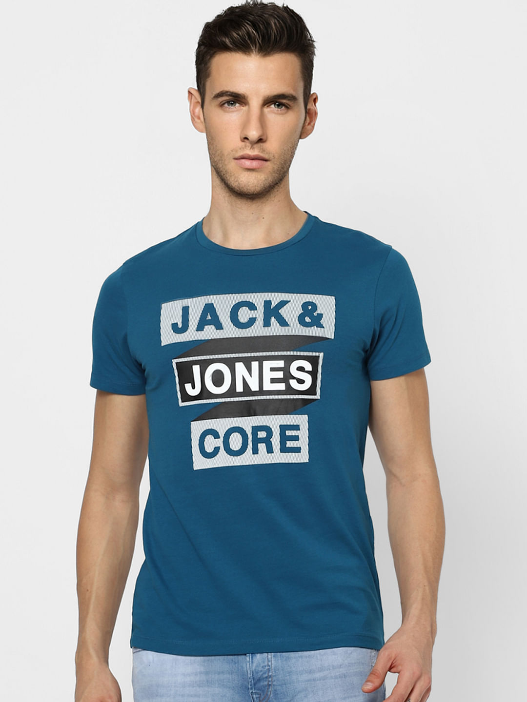 Blue Graphic Print Crew Neck T-shirt