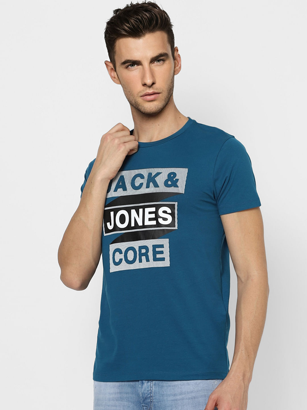 Blue Graphic Print Crew Neck T-shirt