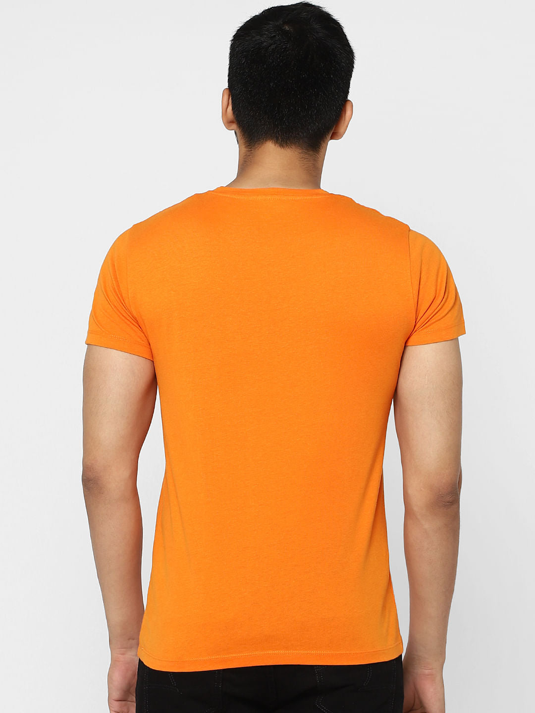 Orange Graphic Print Crew Neck T-shirt