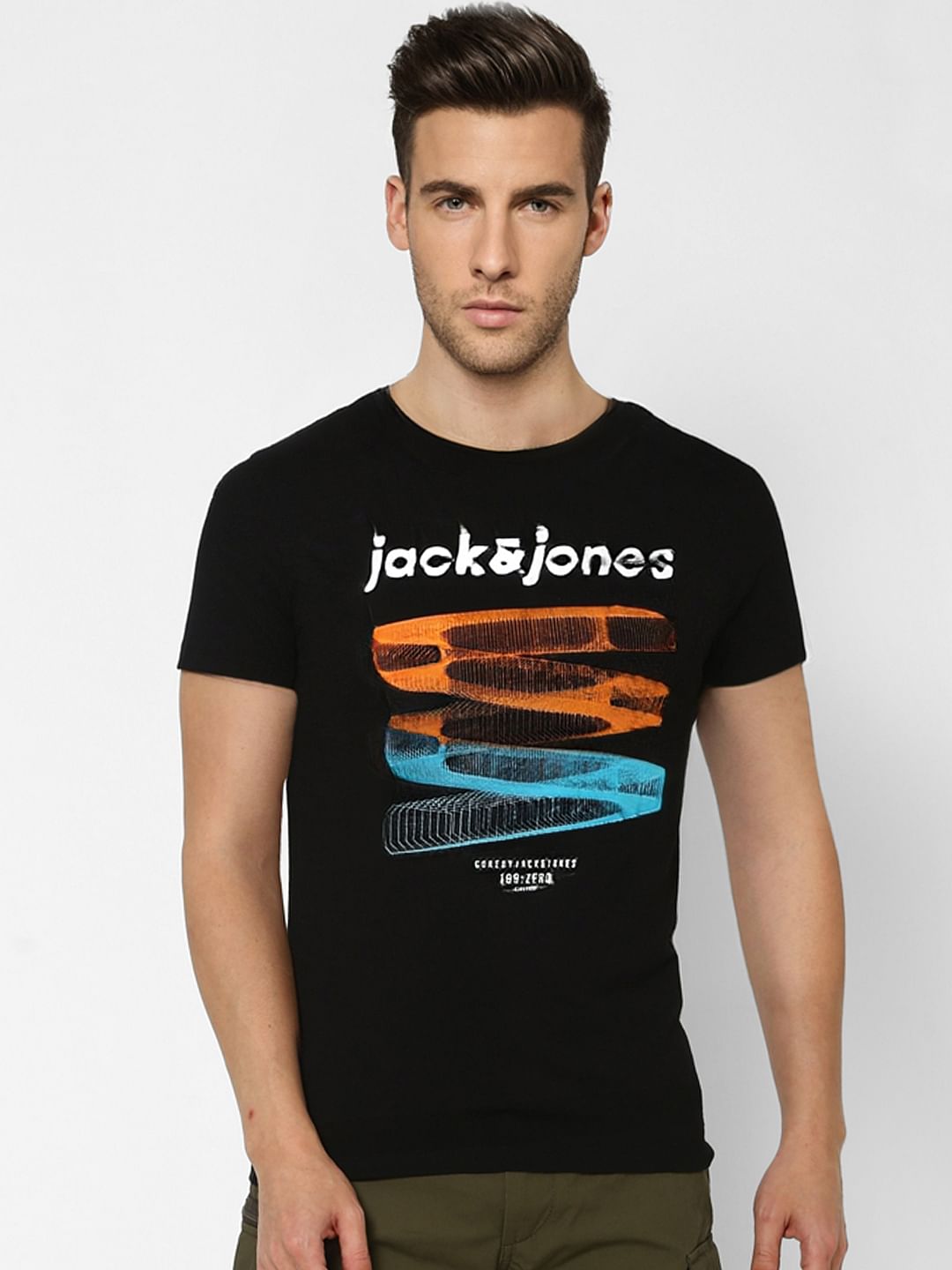Black Graphic Print Crew Neck T-shirt