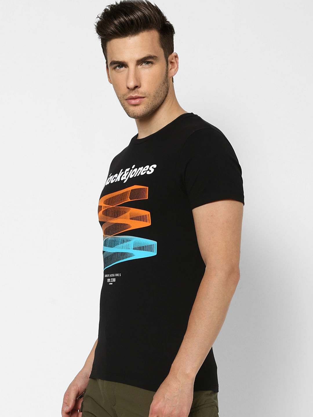 Black Graphic Print Crew Neck T-shirt