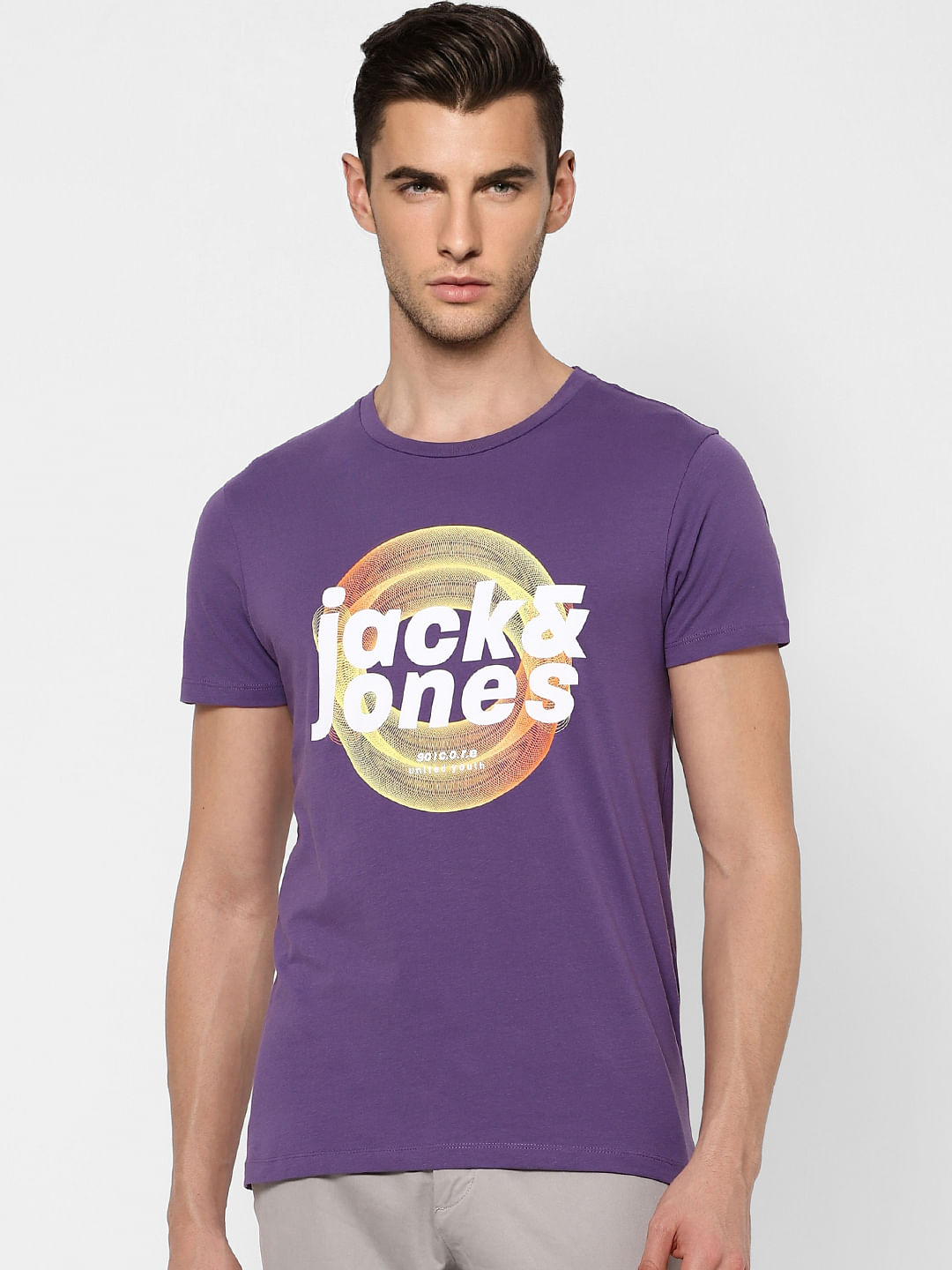 Purple Graphic Print Crew Neck T-shirt