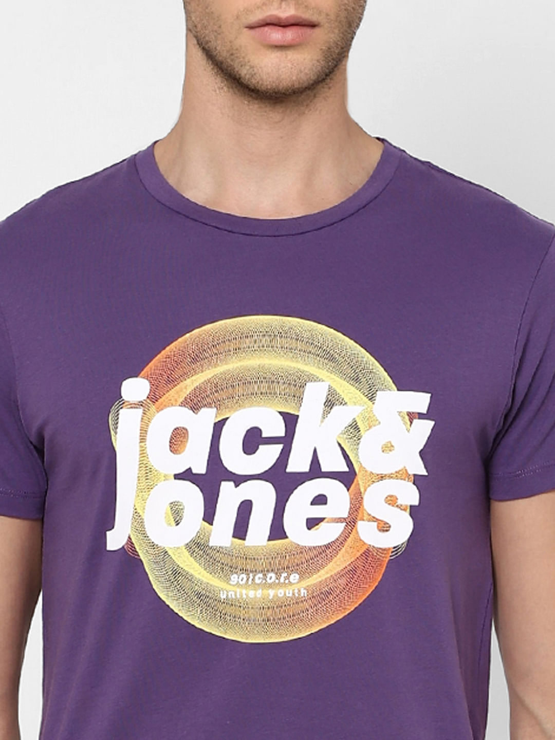 Purple Graphic Print Crew Neck T-shirt