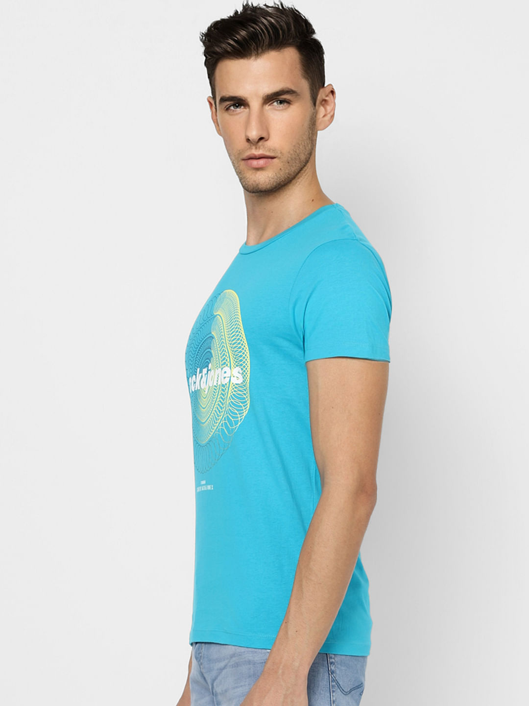 Blue Graphic Print Crew Neck T-shirt