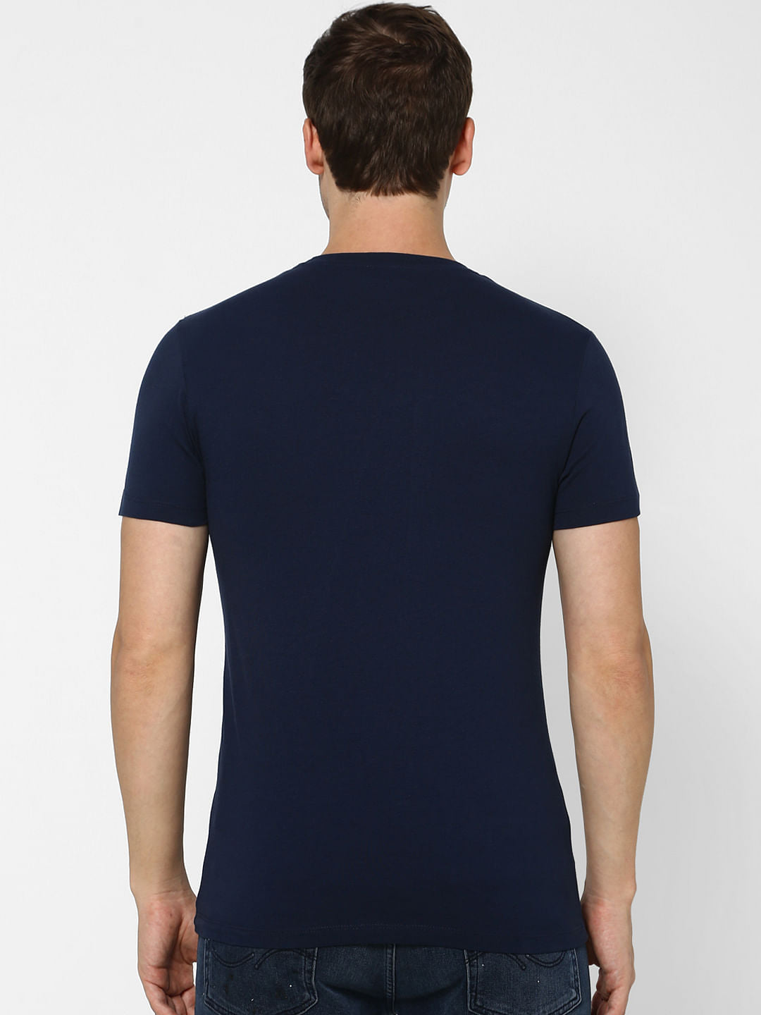 Blue Logo Print Crew Neck T-shirt