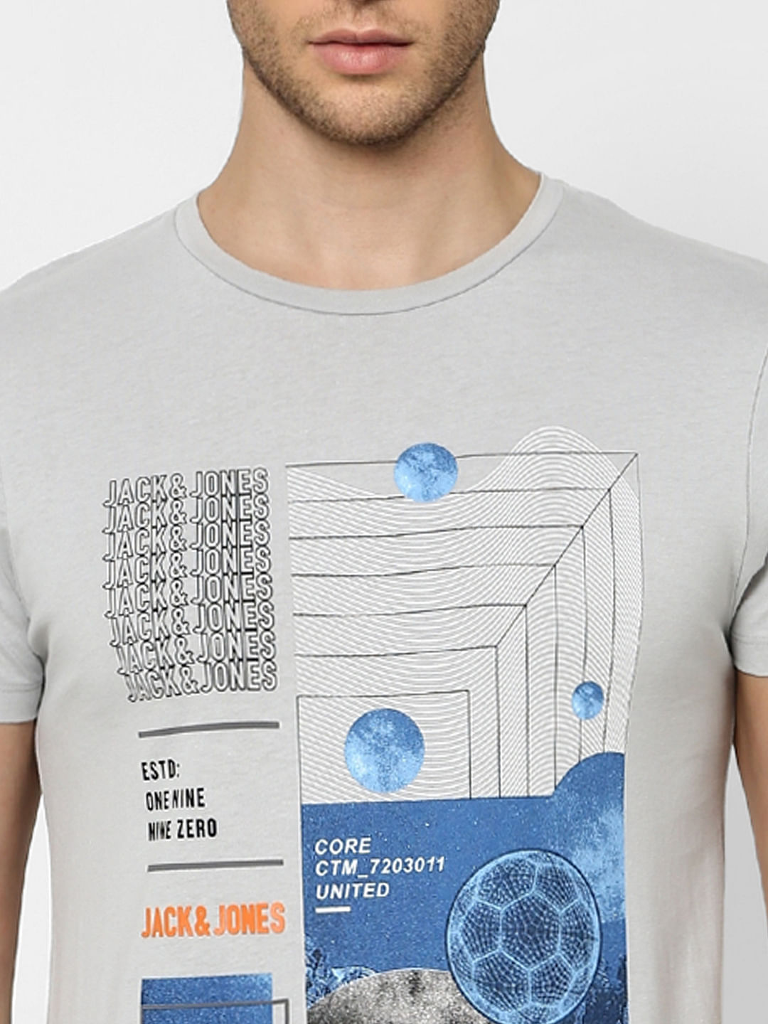 Grey Graphic Print Crew Neck T-shirt