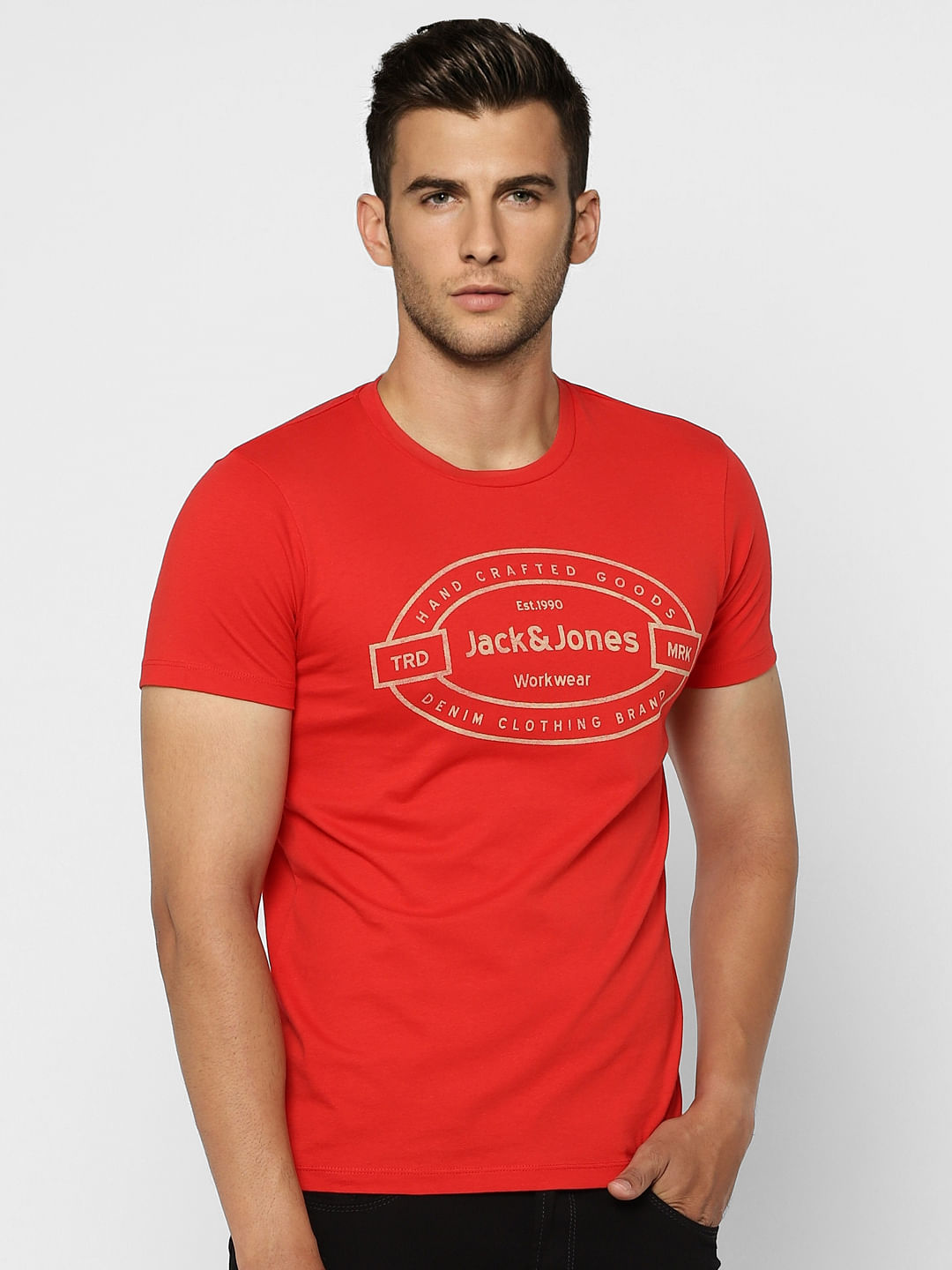Red Graphic Print Crew Neck T-shirt