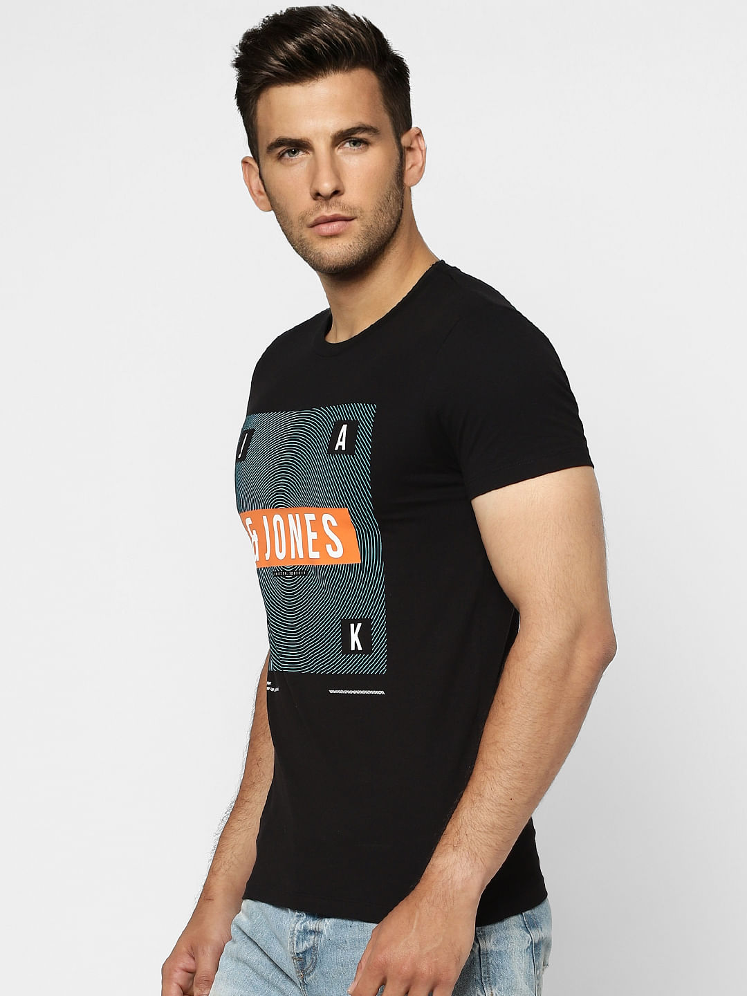 Black Graphic Print Crew Neck T-shirt