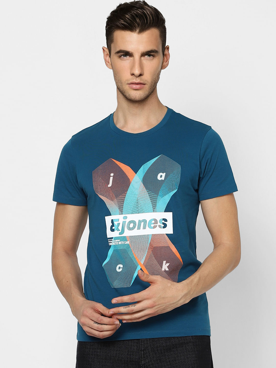 Blue Graphic Print Crew Neck T-shirt