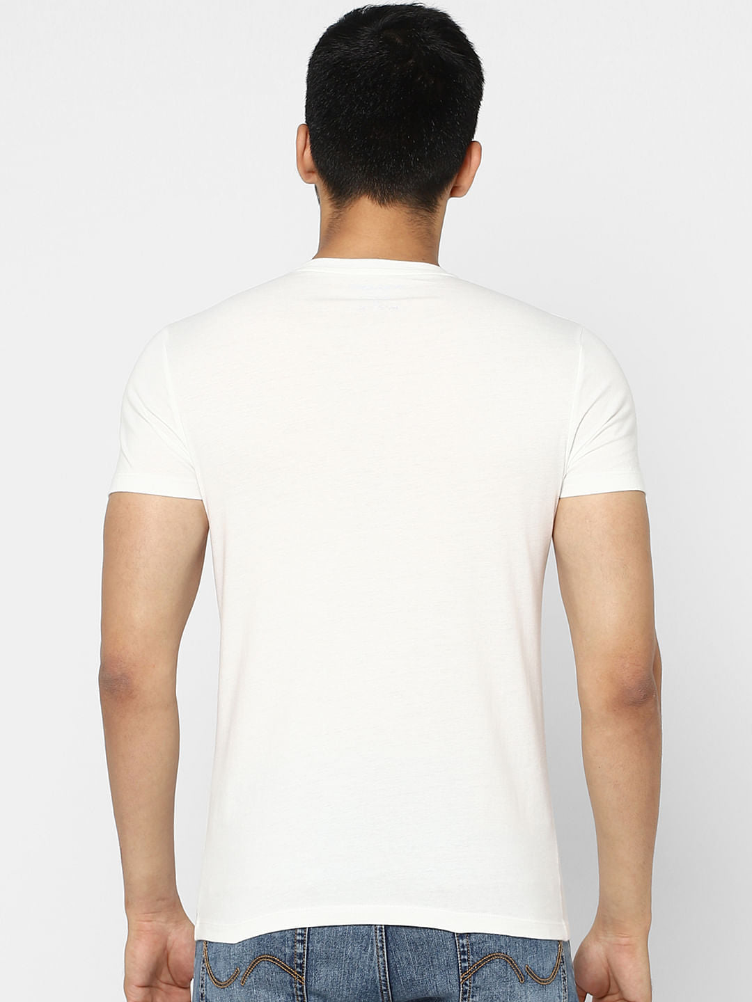 White Logo Print Crew Neck T-shirt