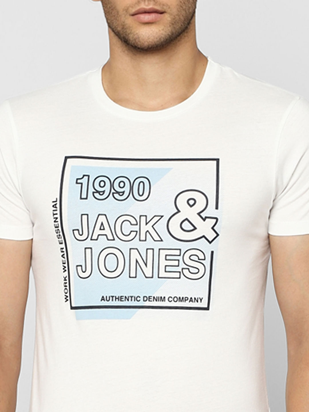 White Logo Print Crew Neck T-shirt