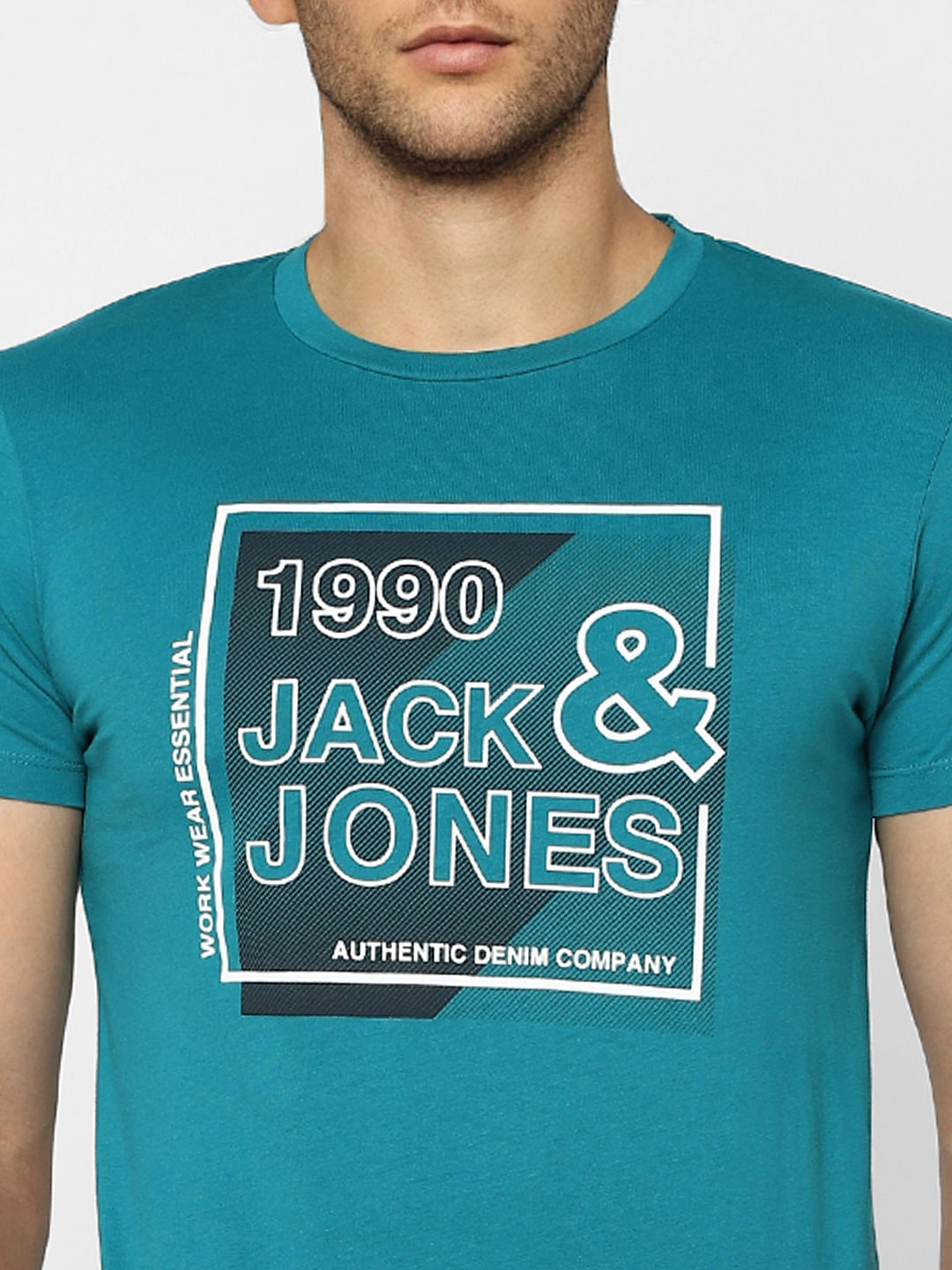 Blue Logo Print Crew Neck T-shirt