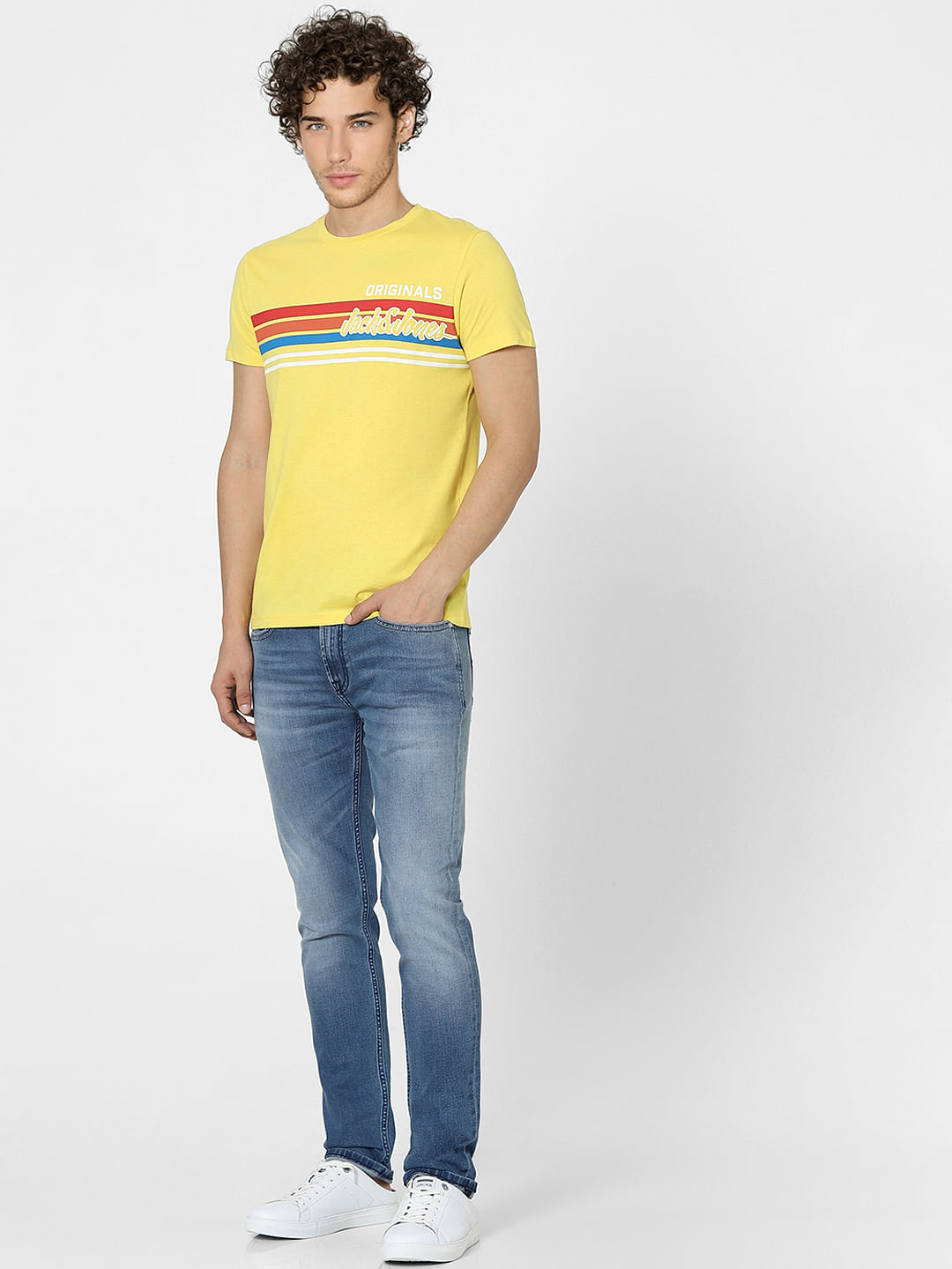 Yellow Graphic Print Crew Neck T-shirt