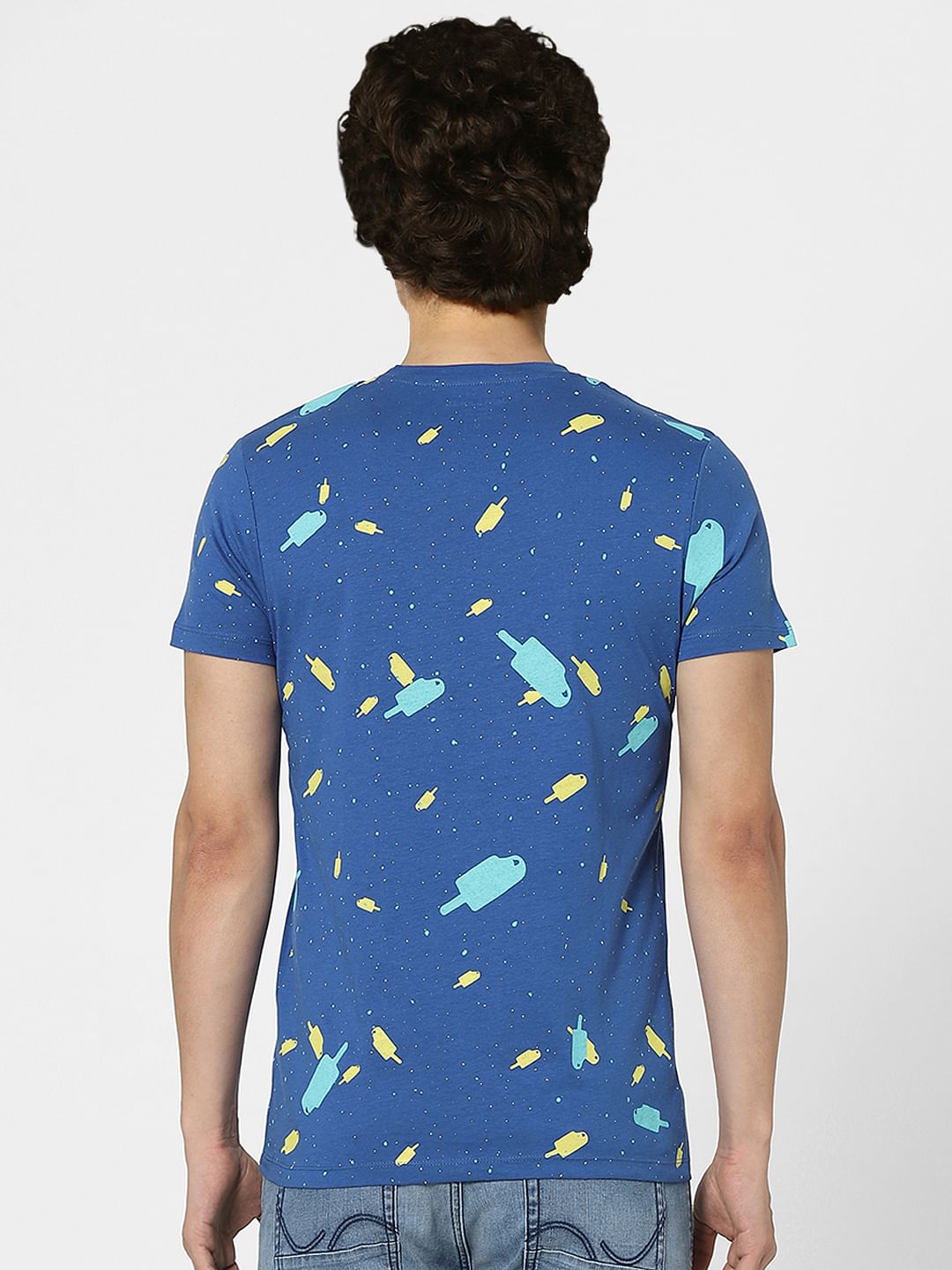 Blue Graphic Print Crew Neck T-shirt