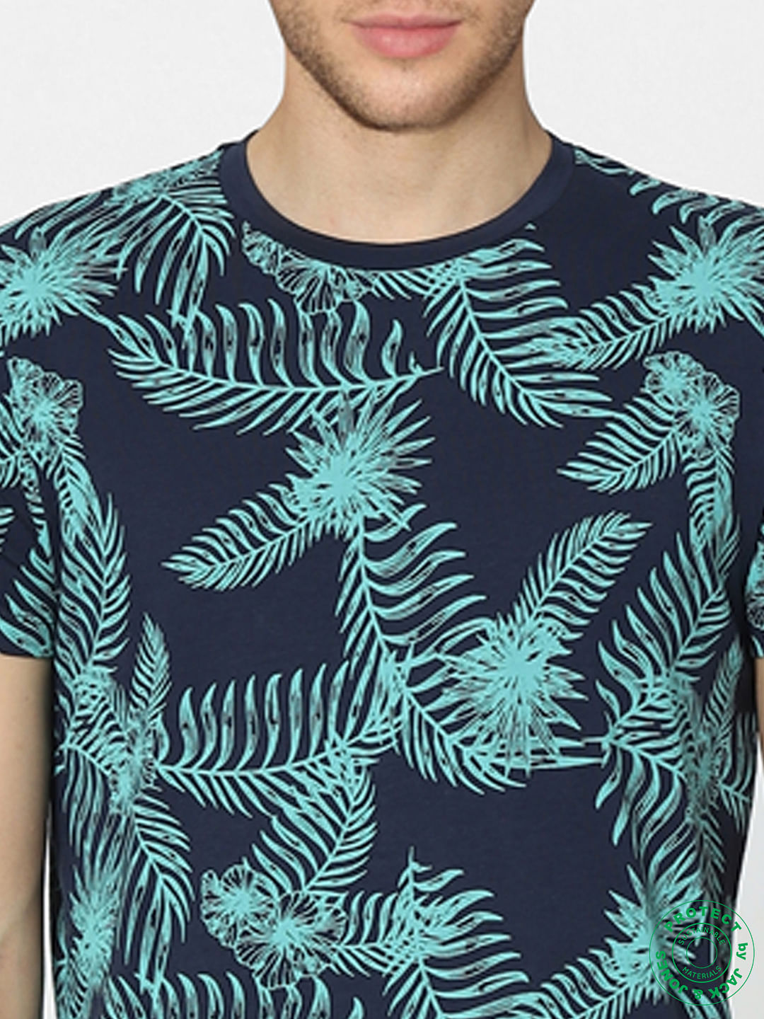 Blue Graphic Print Crew Neck T-shirt