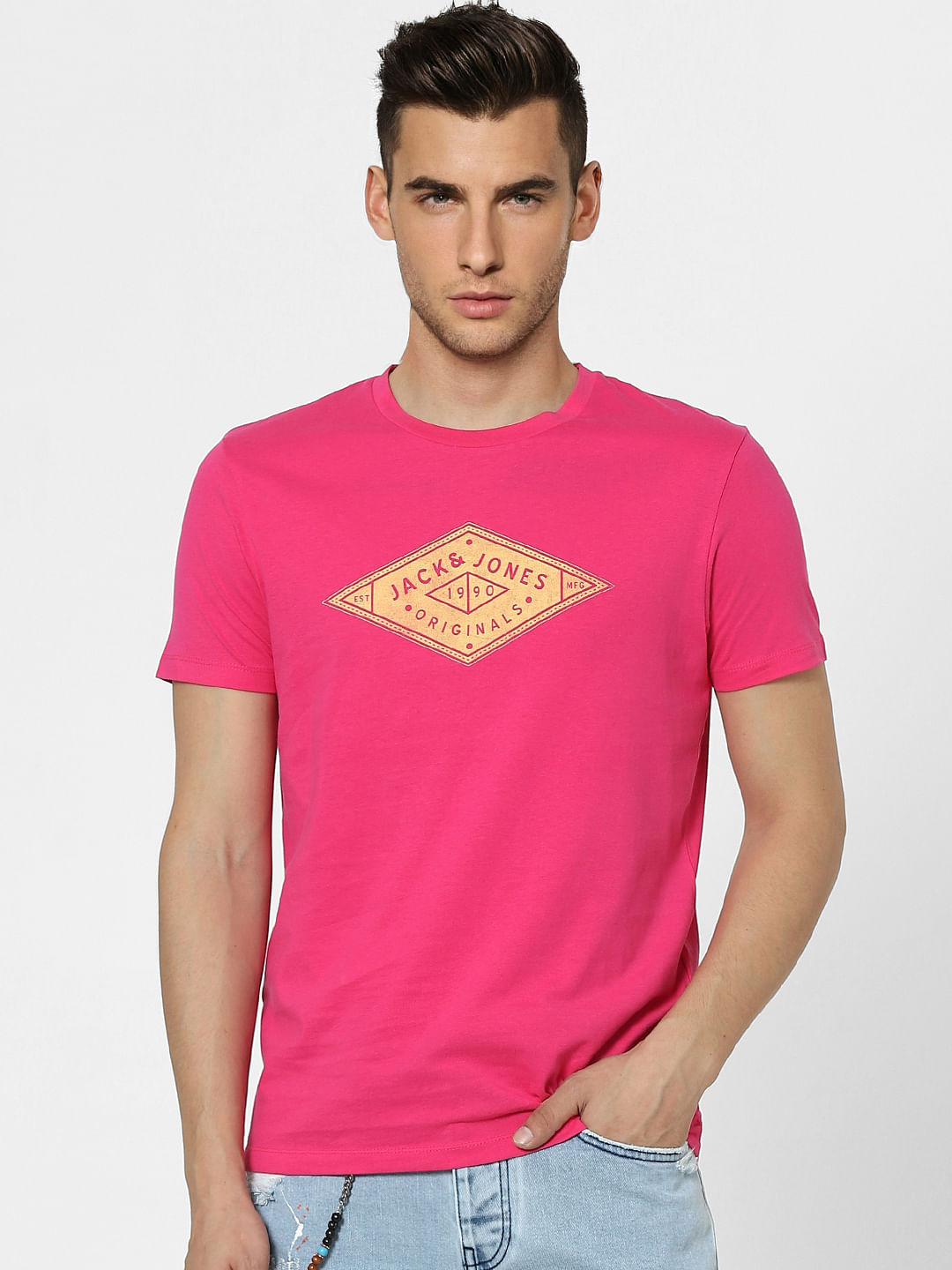Pink Graphic Print Crew Neck T-shirt