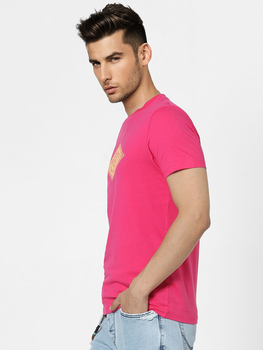 Pink Graphic Print Crew Neck T-shirt