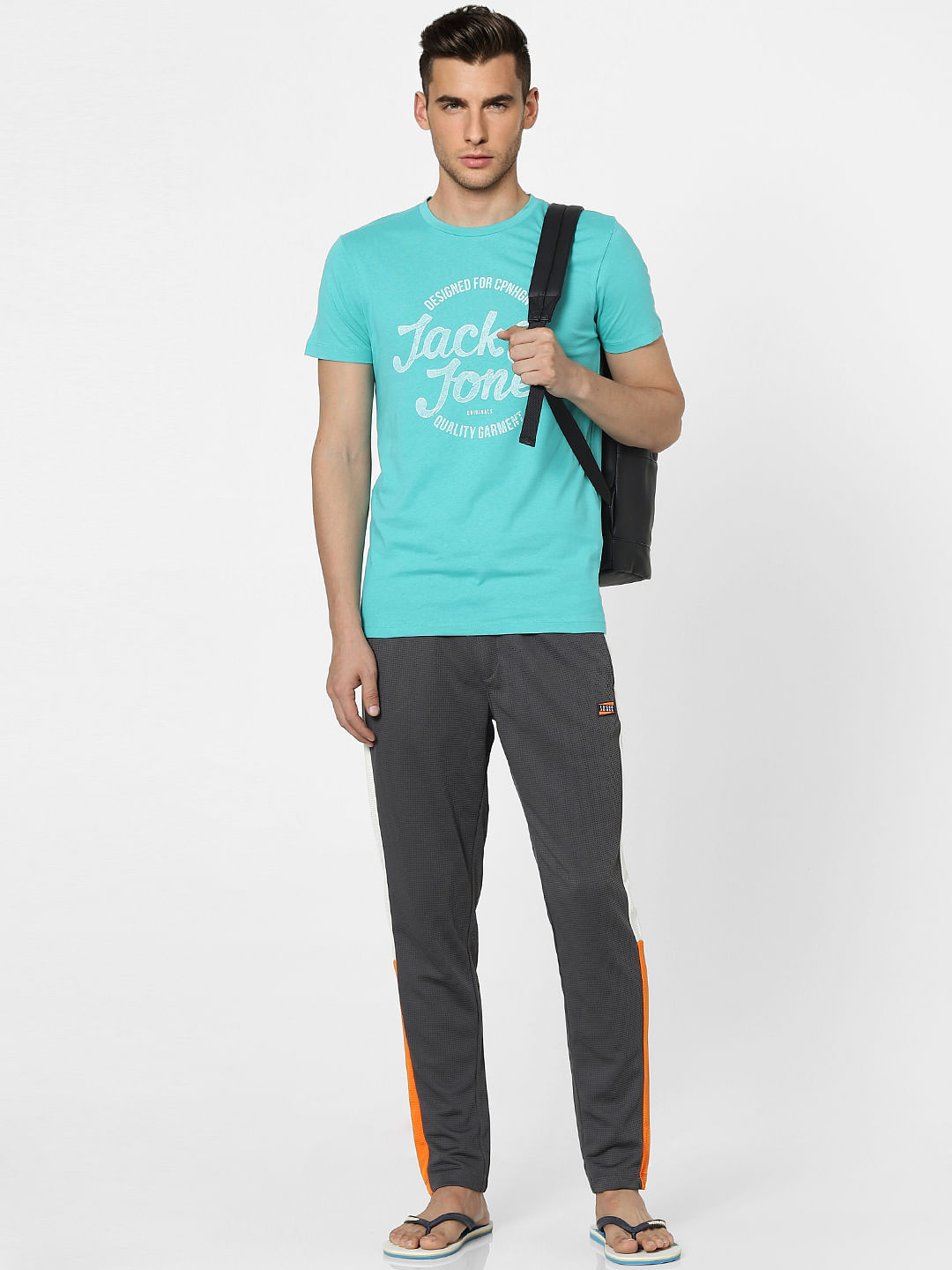 Aqua Blue Graphic Print Crew Neck T-shirt