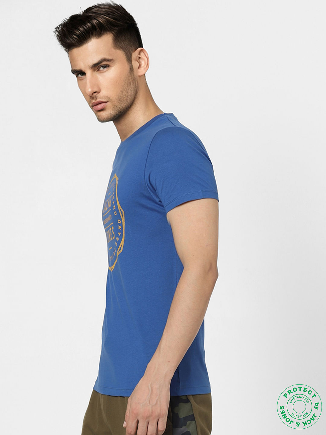 Blue Graphic Print Crew Neck T-shirt
