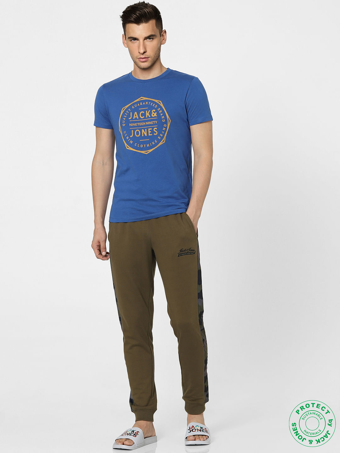Blue Graphic Print Crew Neck T-shirt