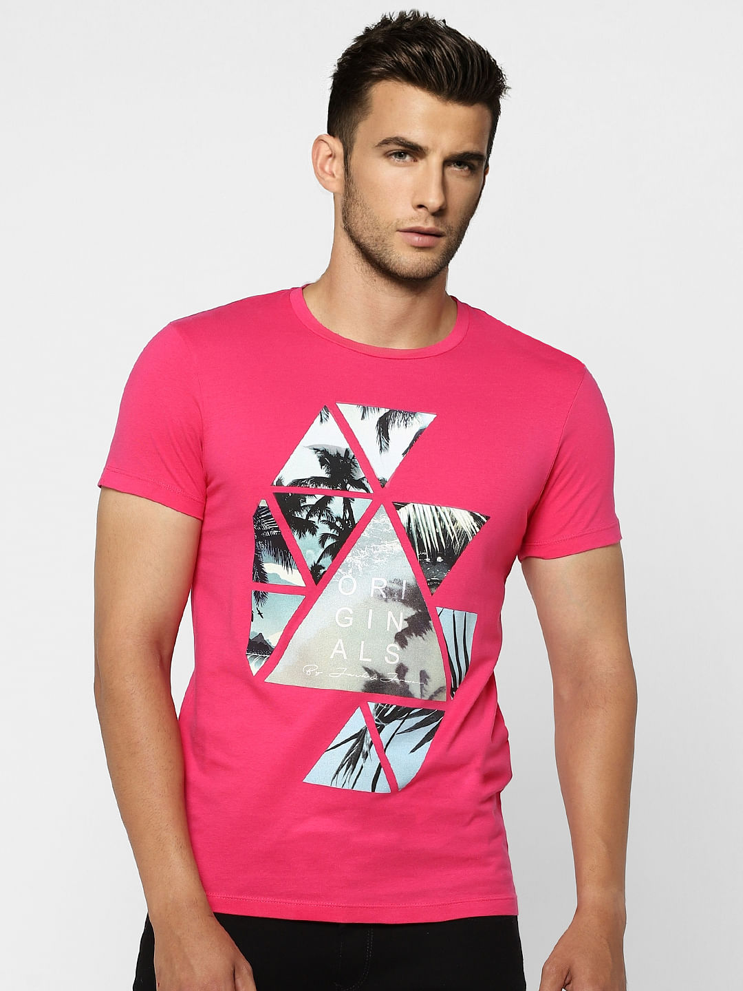 Pink Graphic Print Crew Neck T-shirt