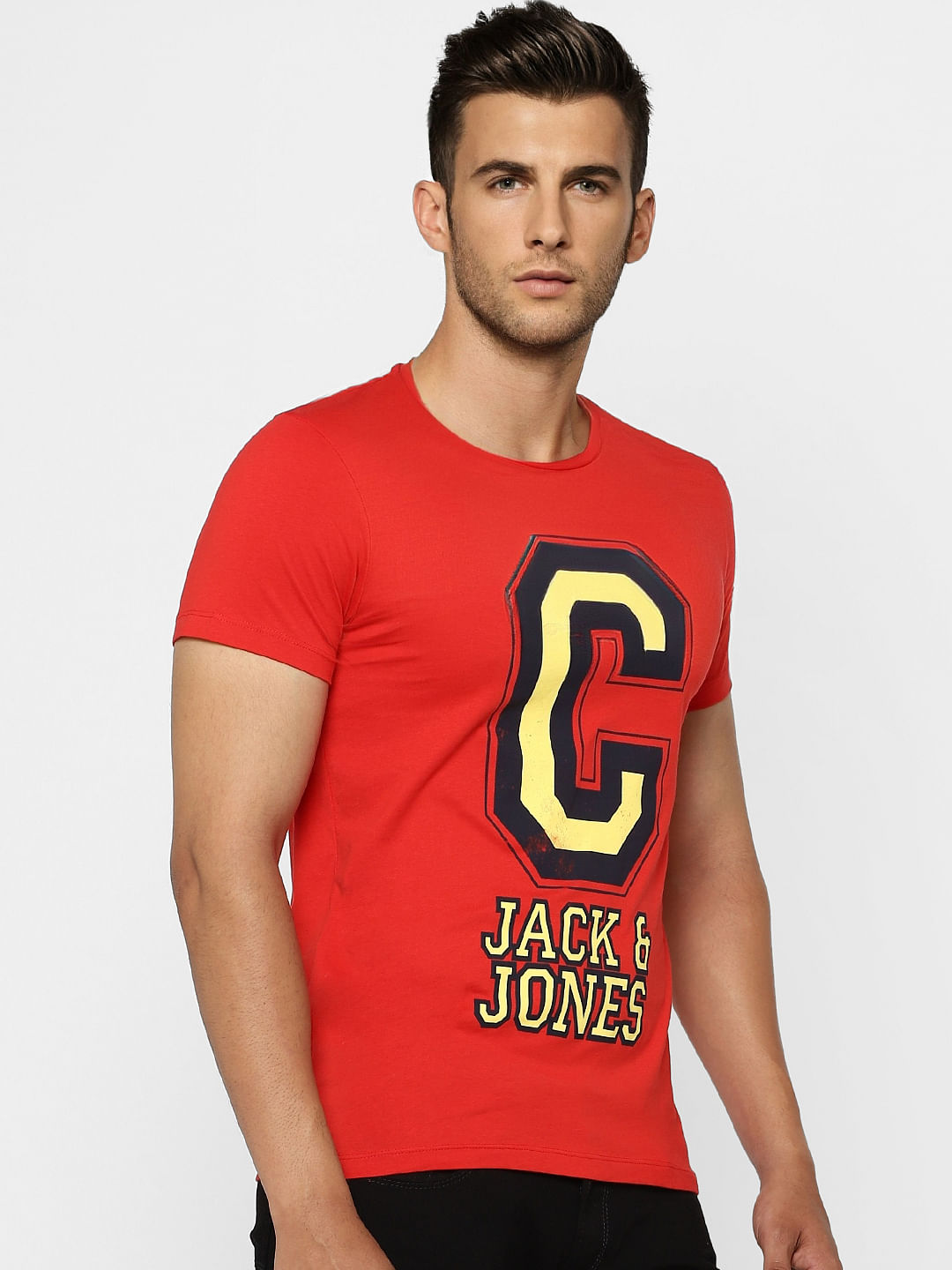 Red Graphic Print Crew Neck T-shirt