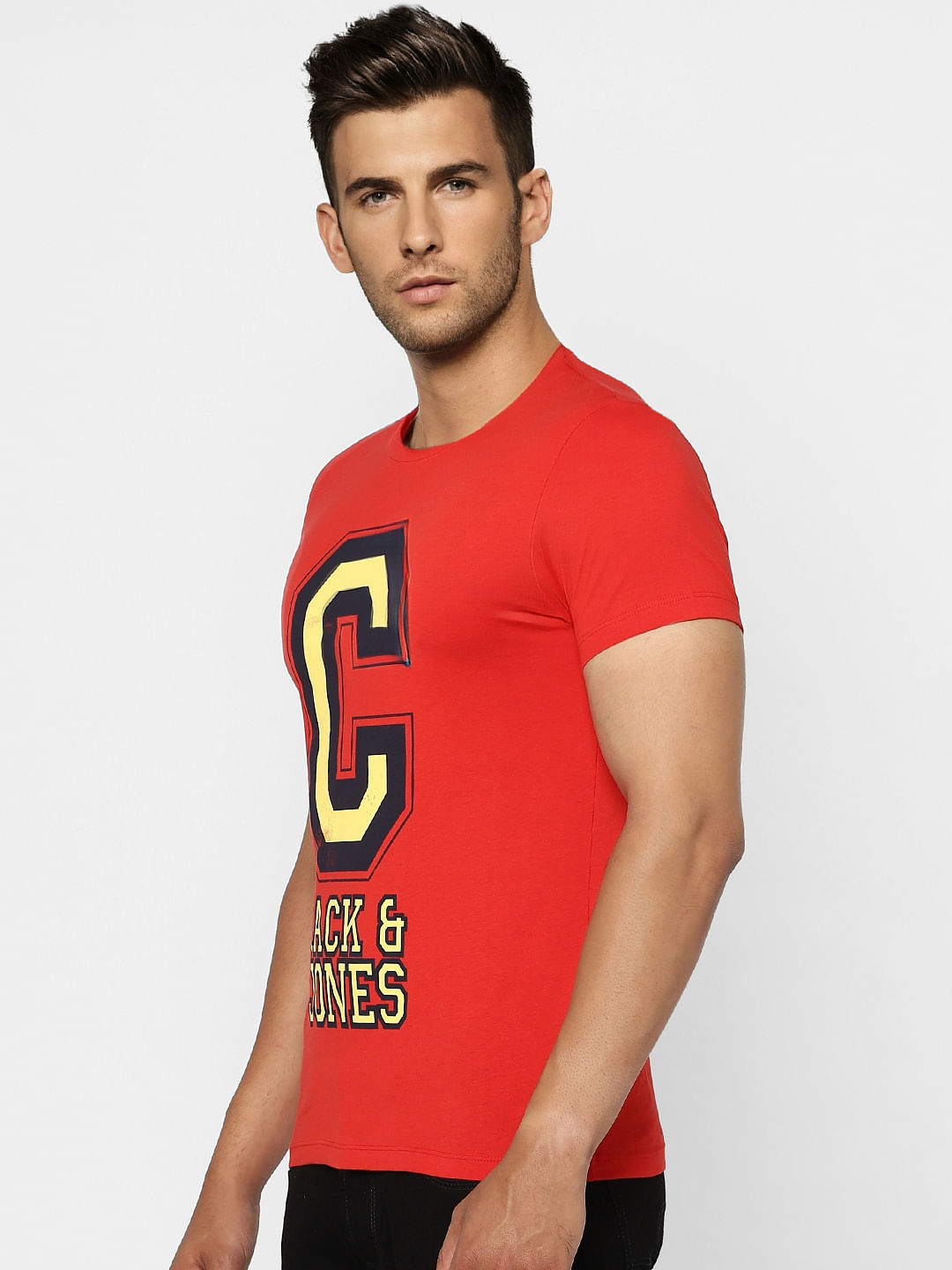 Red Graphic Print Crew Neck T-shirt