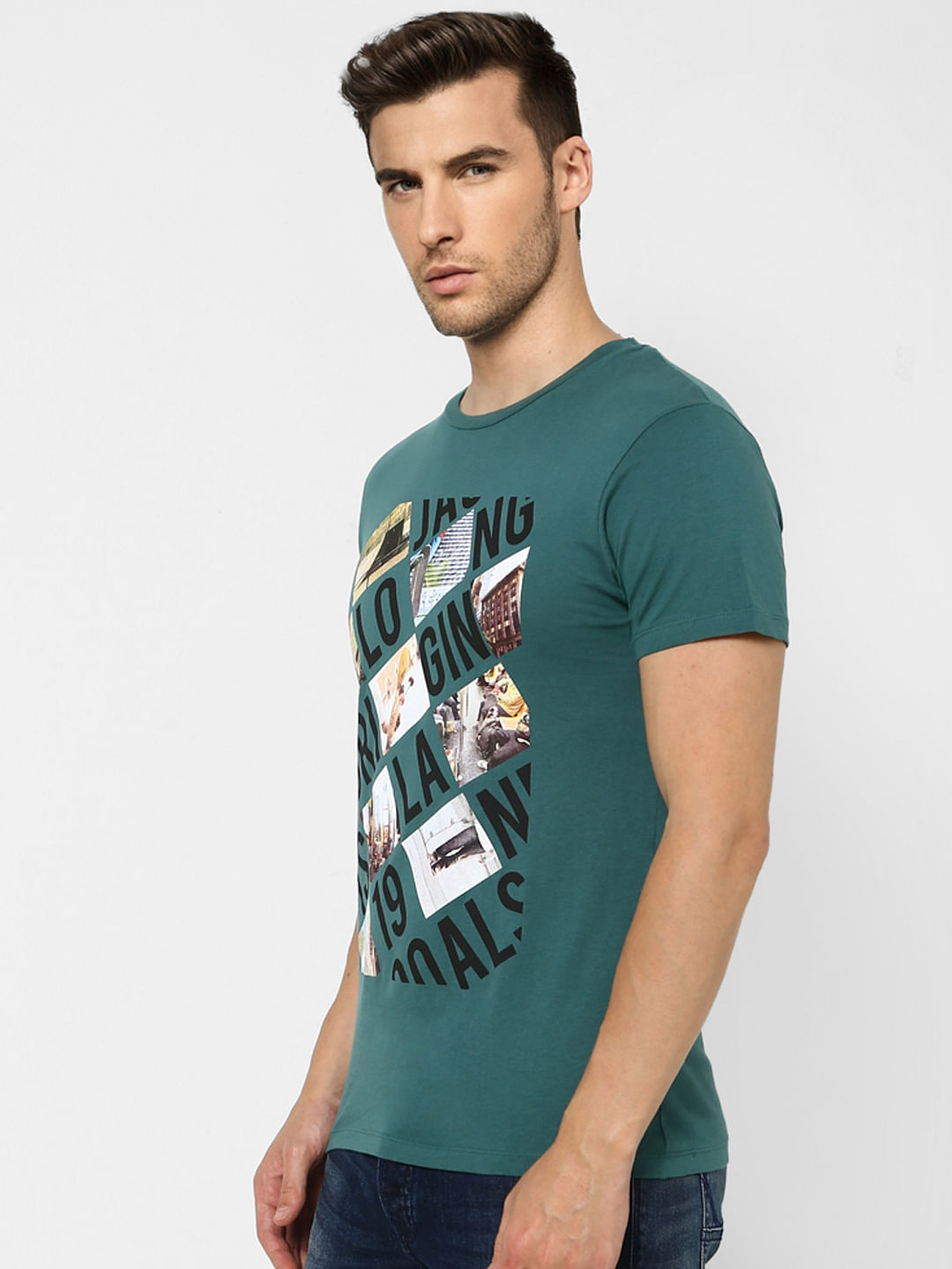 Green Graphic Print Crew Neck T-shirt