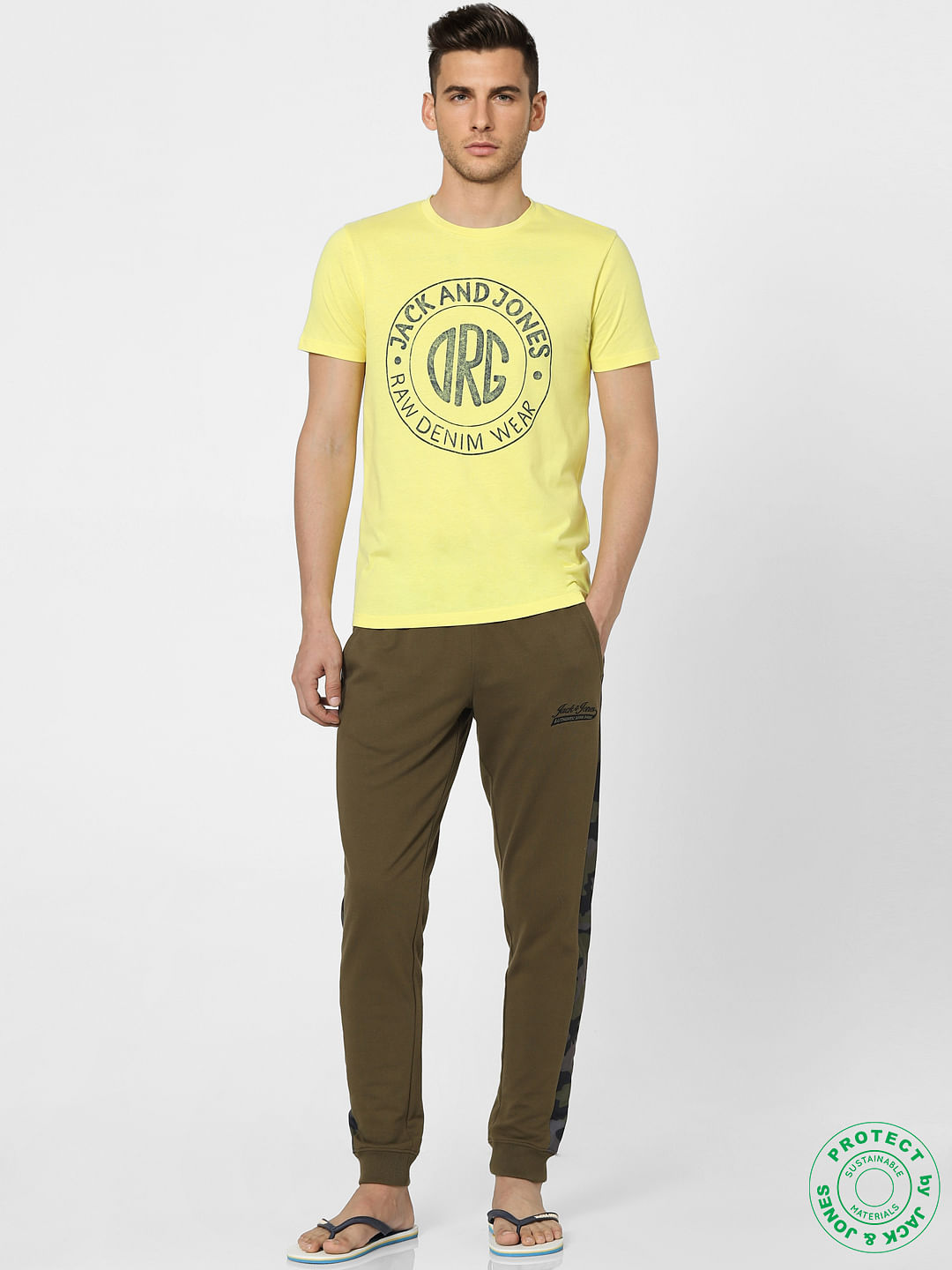 Yellow Graphic Print Crew Neck T-shirt