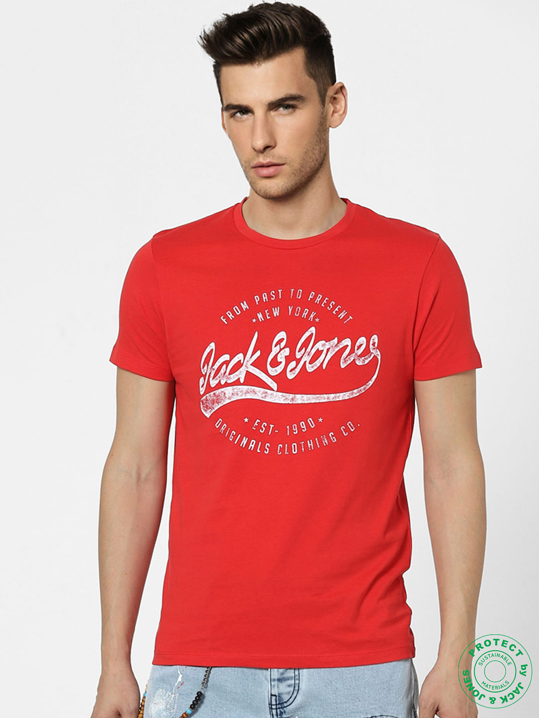 Red Graphic Print Crew Neck T-shirt
